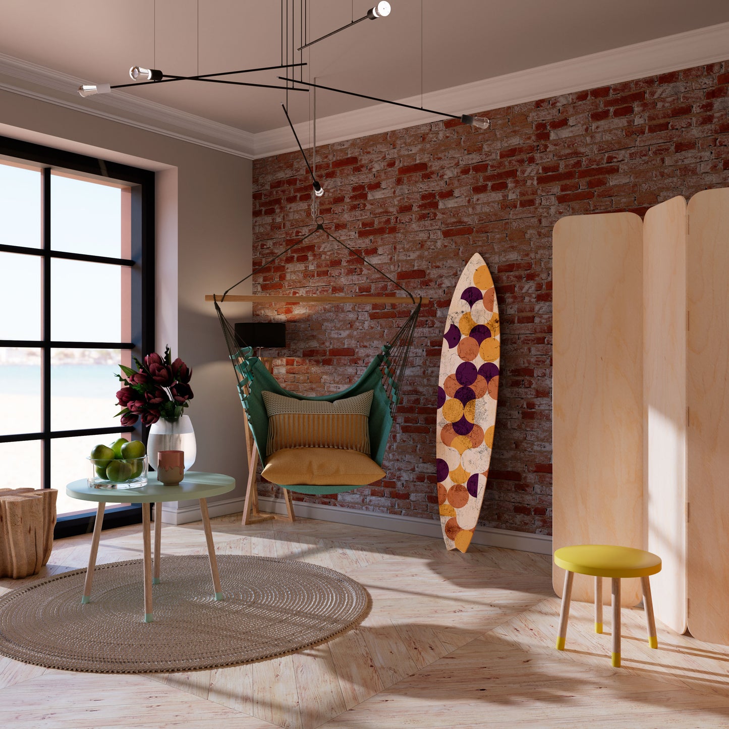 CRACKED GEOMETRY Painel Decorativo Prancha de Surf