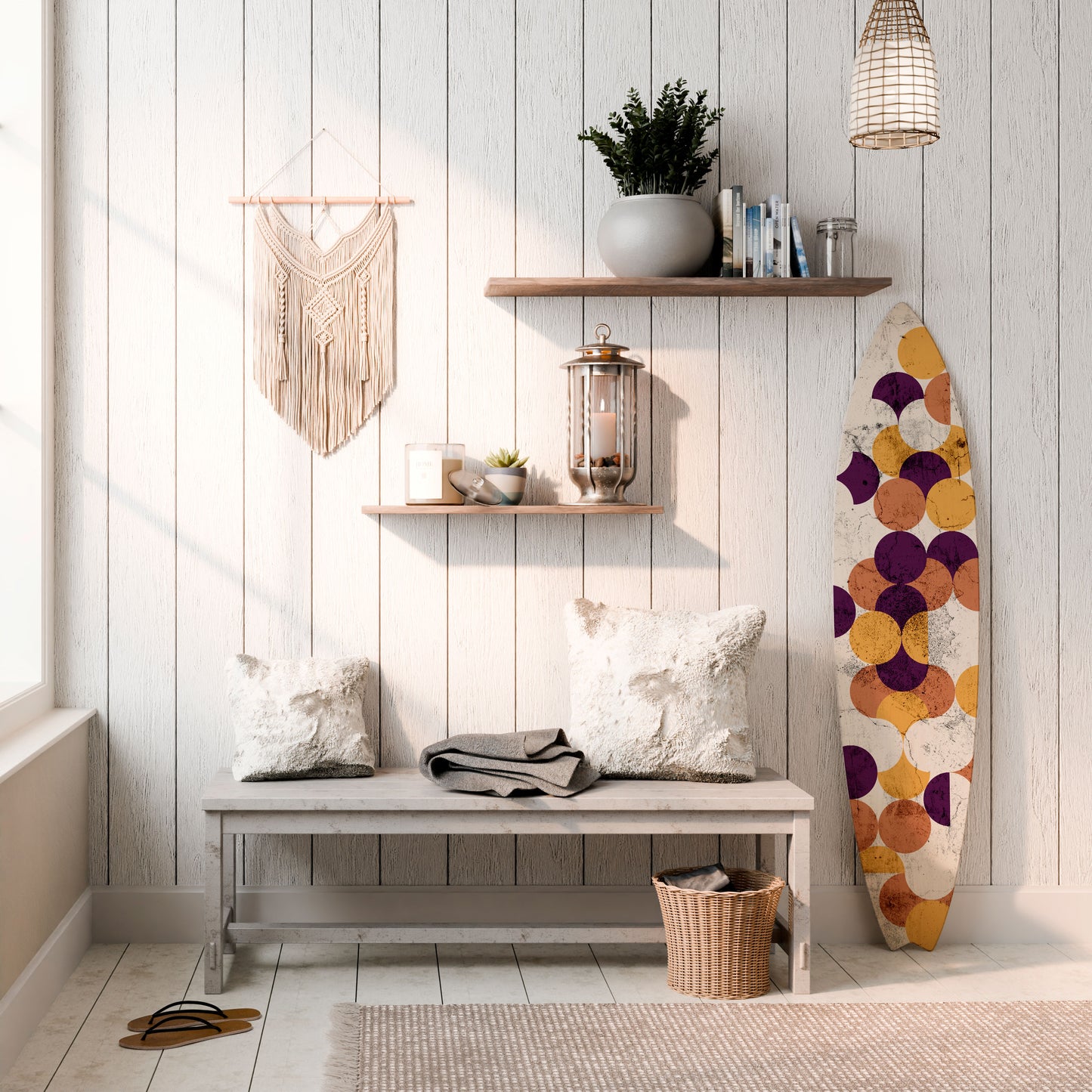 CRACKED GEOMETRY Painel Decorativo Prancha de Surf