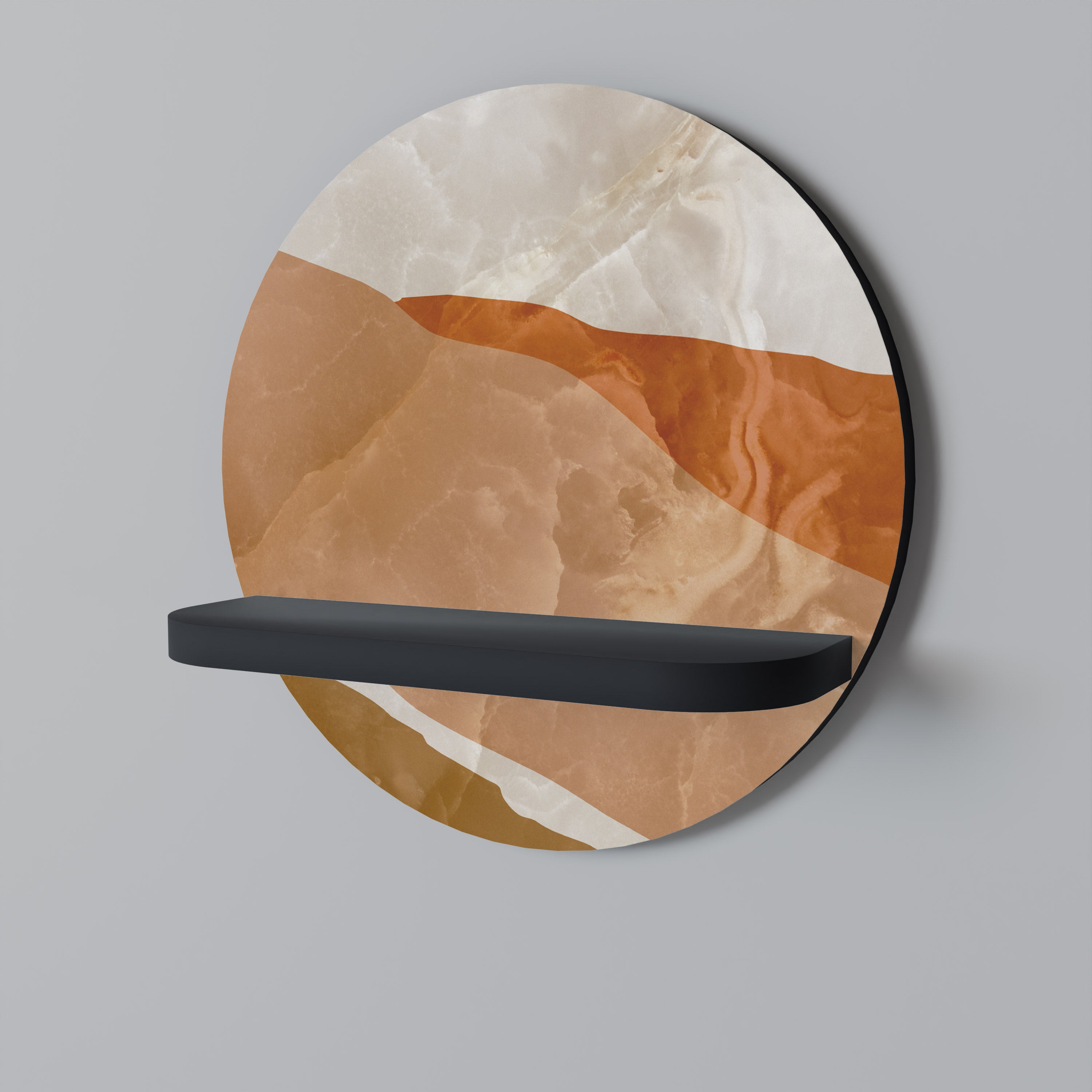 SANDHILLS SPLENDOUR Prateleira Redonda Decorativa em Acabamento Preto