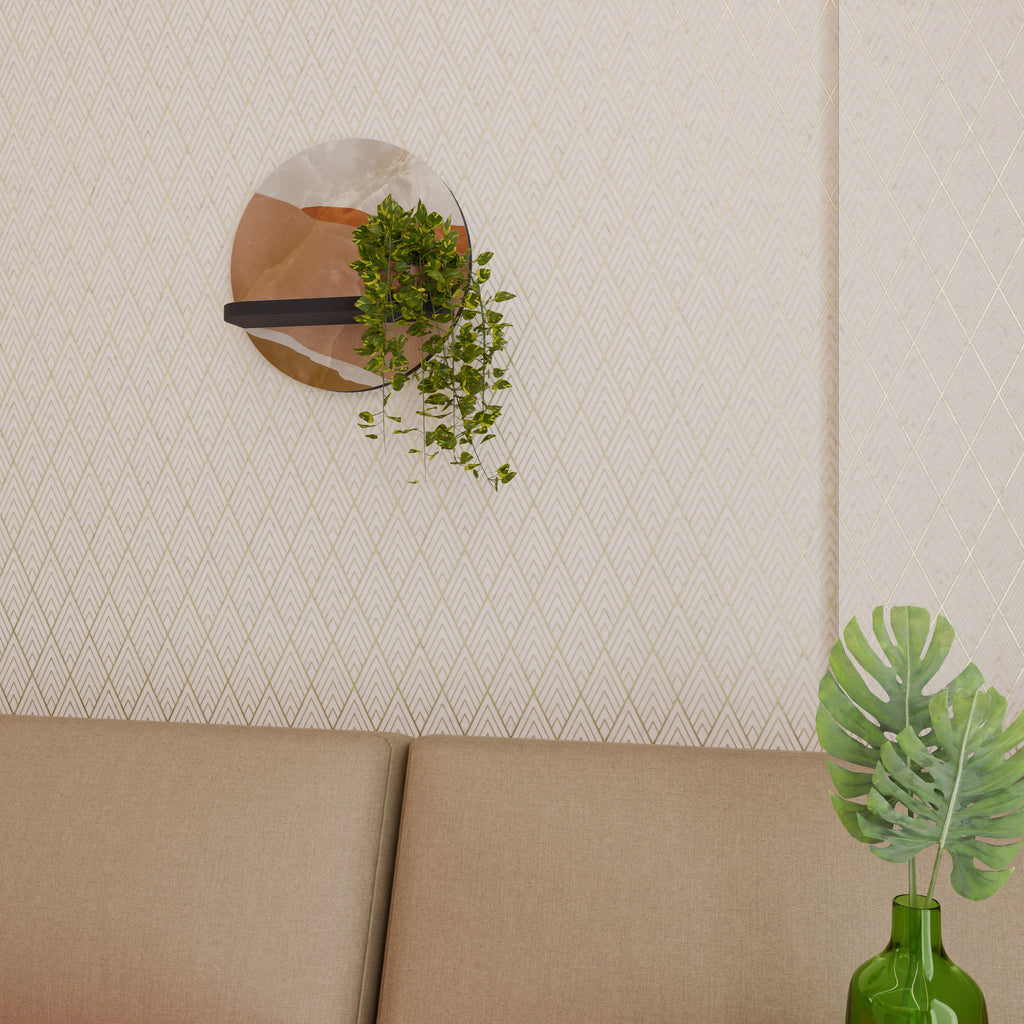 SANDHILLS SPLENDOUR Prateleira Redonda Decorativa em Acabamento Preto