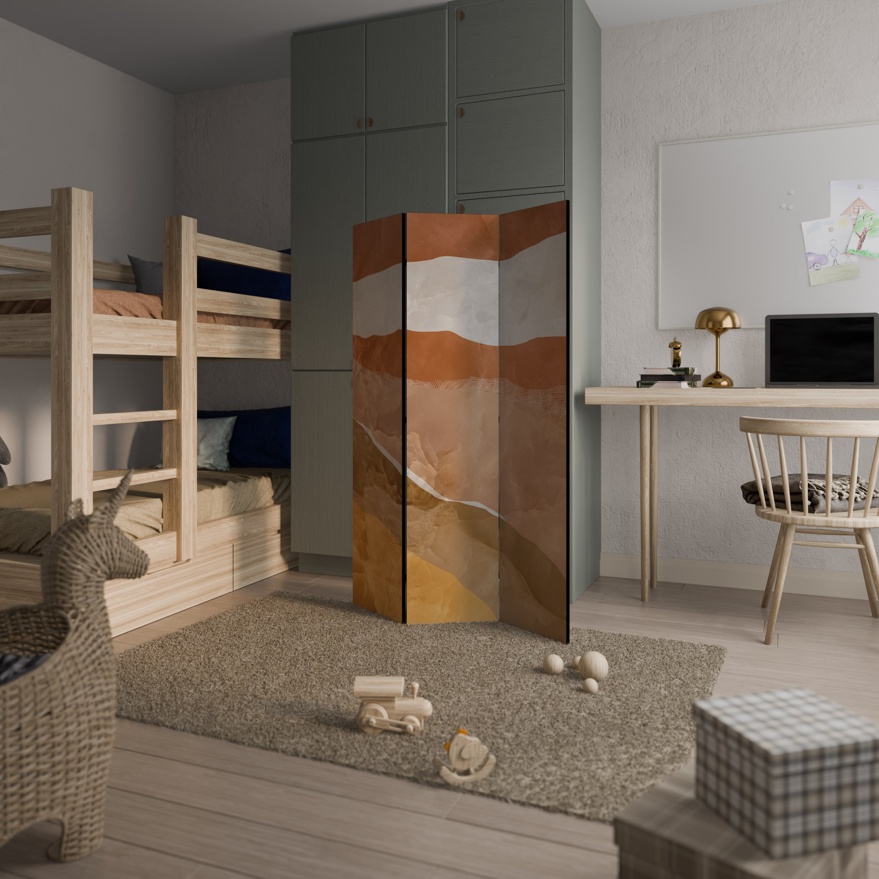 SANDHILLS SPLENDOUR Biombo Decorativo de 3 Painéis