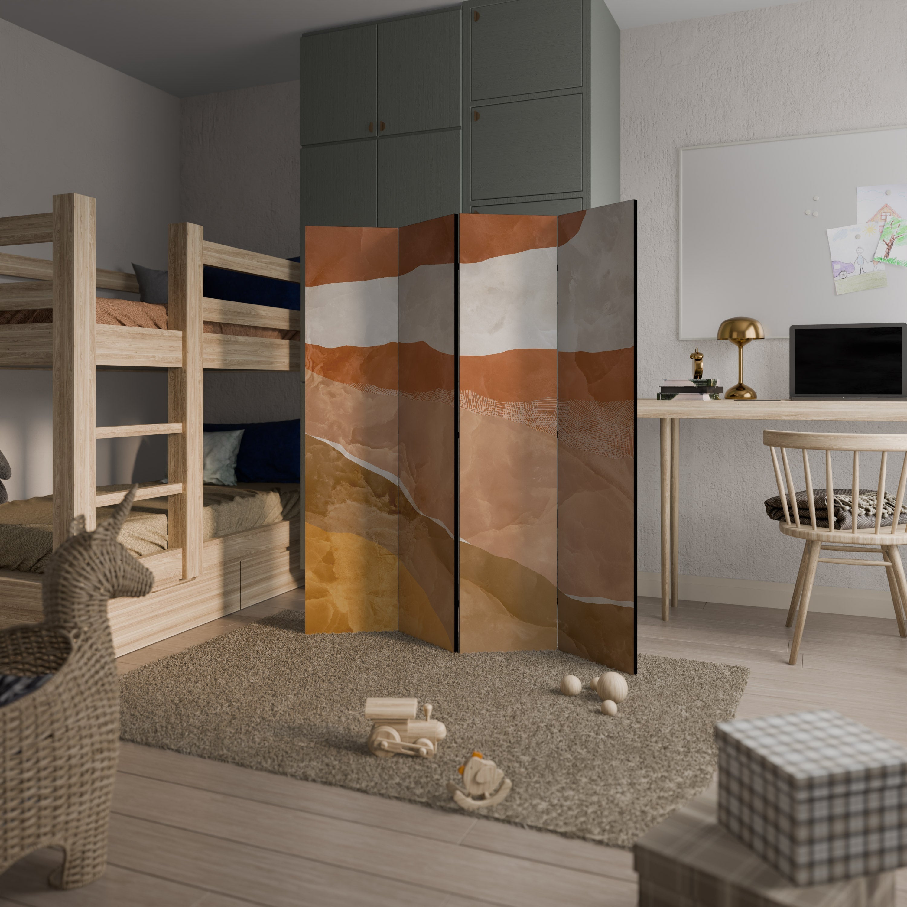 SANDHILLS SPLENDOUR Biombo Decorativo de 4 Painéis