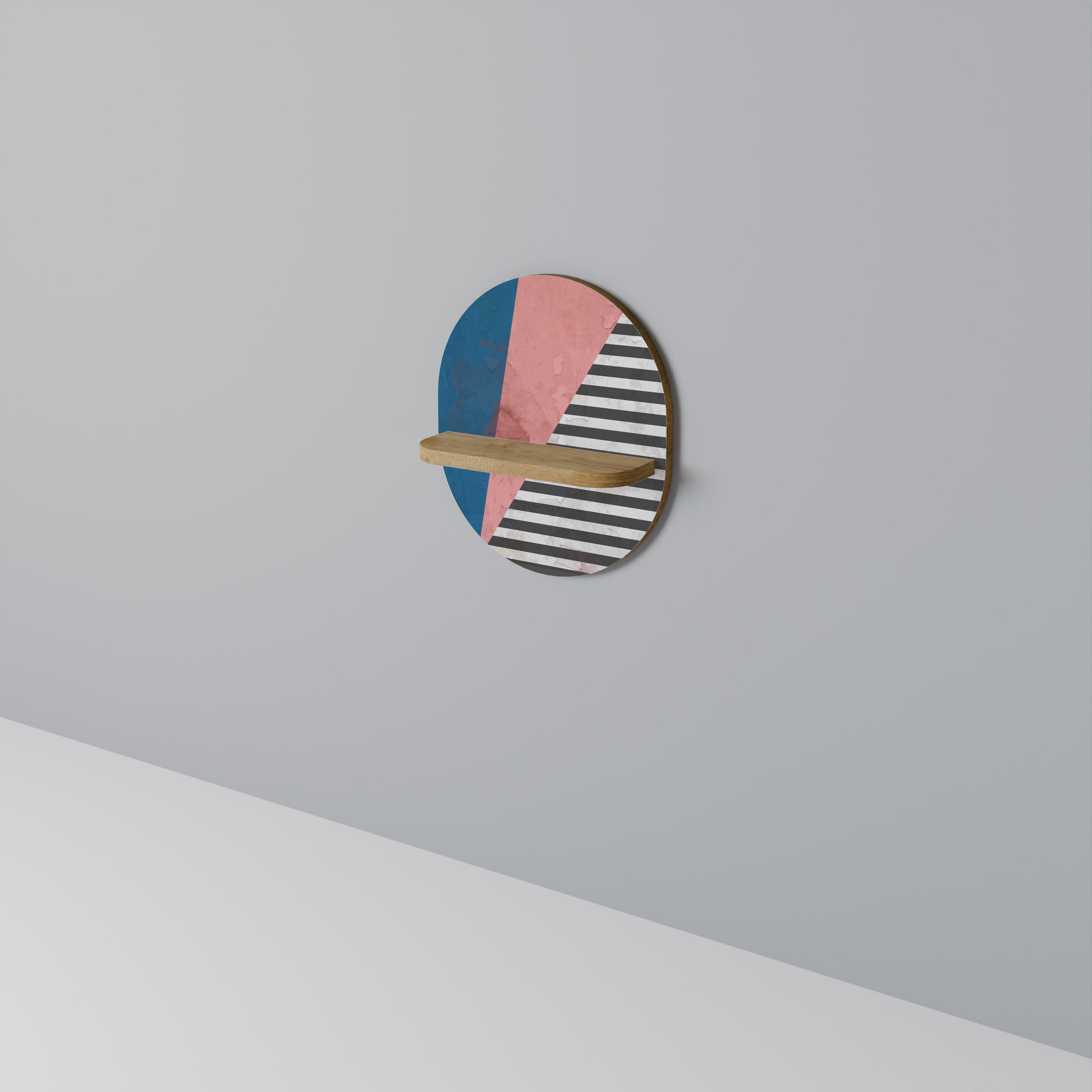 GLAMOROUS STRIPE Prateleira Oval Decorativa em Efeito Carvalho