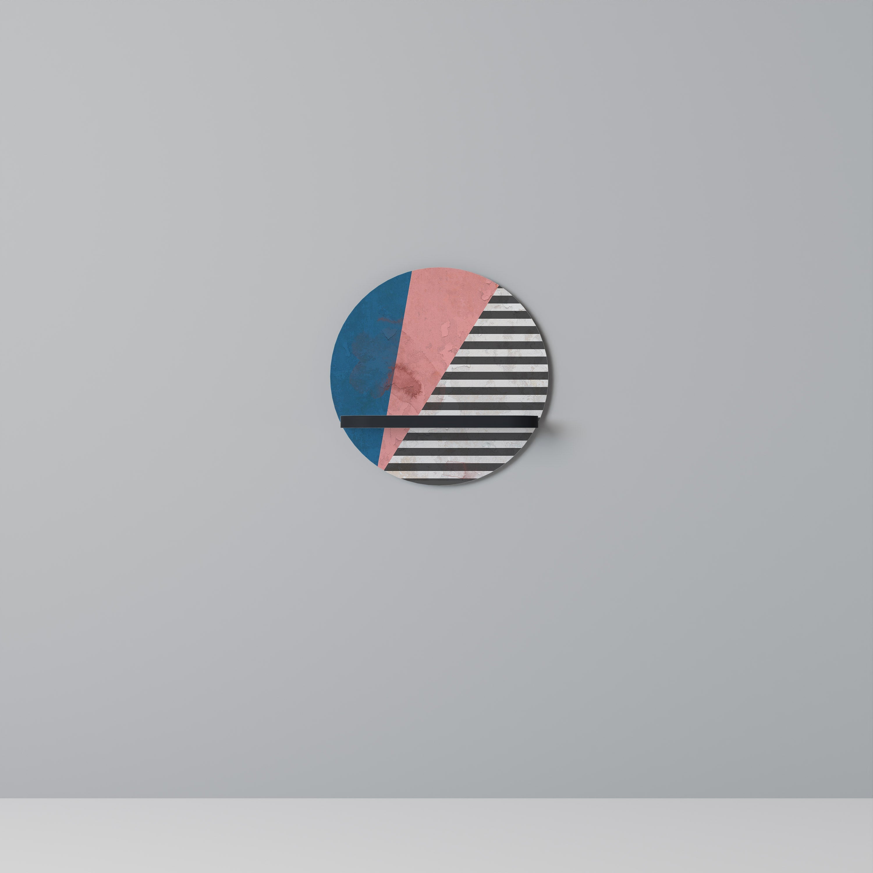 GLAMOROUS STRIPE Prateleira Redonda Decorativa em Acabamento Preto