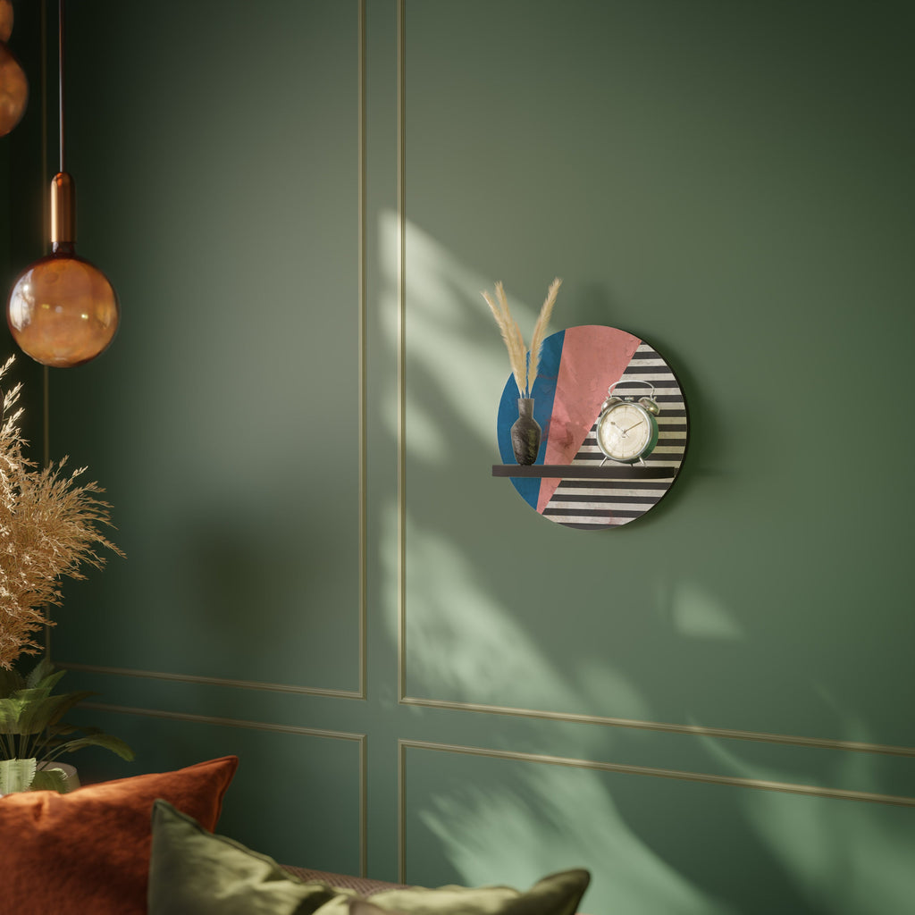 GLAMOROUS STRIPE Prateleira Redonda Decorativa em Acabamento Preto