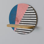 GLAMOROUS STRIPE Prateleira Redonda Decorativa em Efeito Carvalho