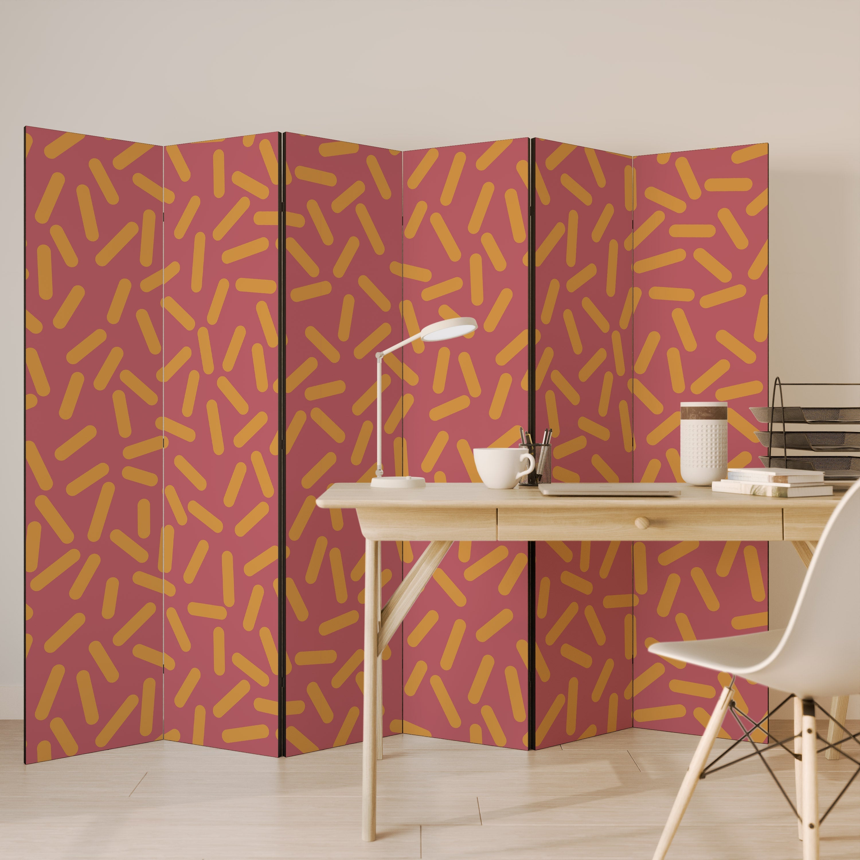 RADIANT STRIPE SYMPHONY Biombo Decorativo de 6 Painéis