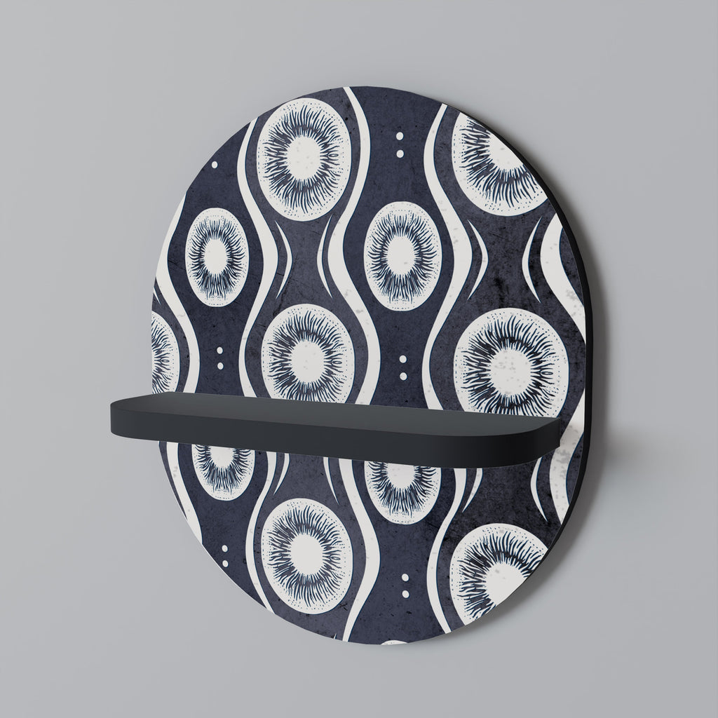 GRAPHITE EYES Prateleira Oval Decorativa em Acabamento Preto