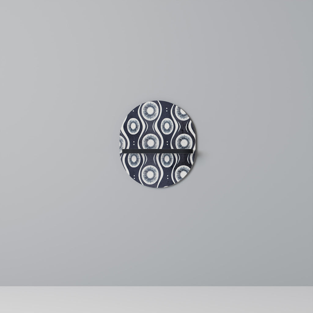 GRAPHITE EYES Prateleira Oval Decorativa em Acabamento Preto