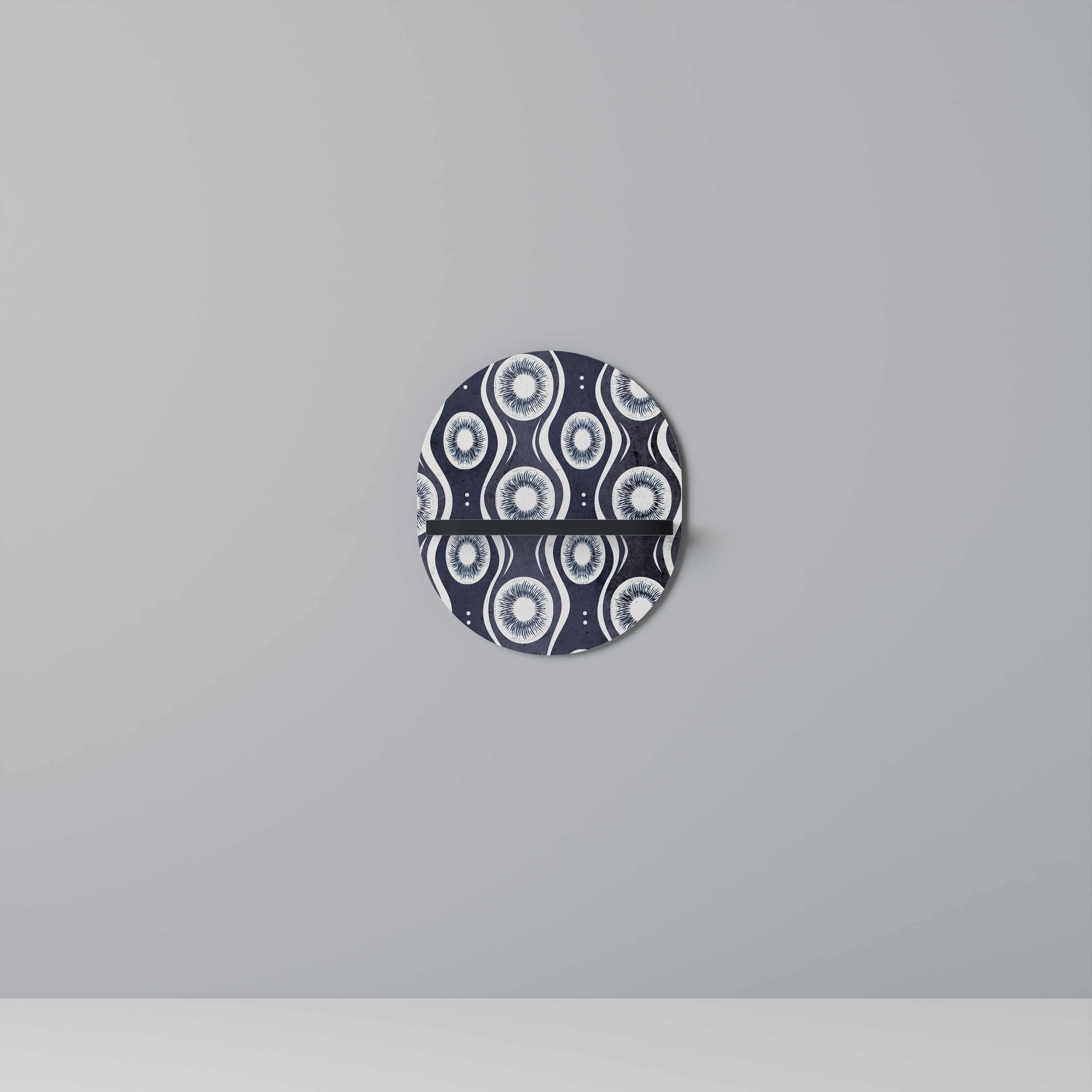 GRAPHITE EYES Prateleira Oval Decorativa em Acabamento Preto