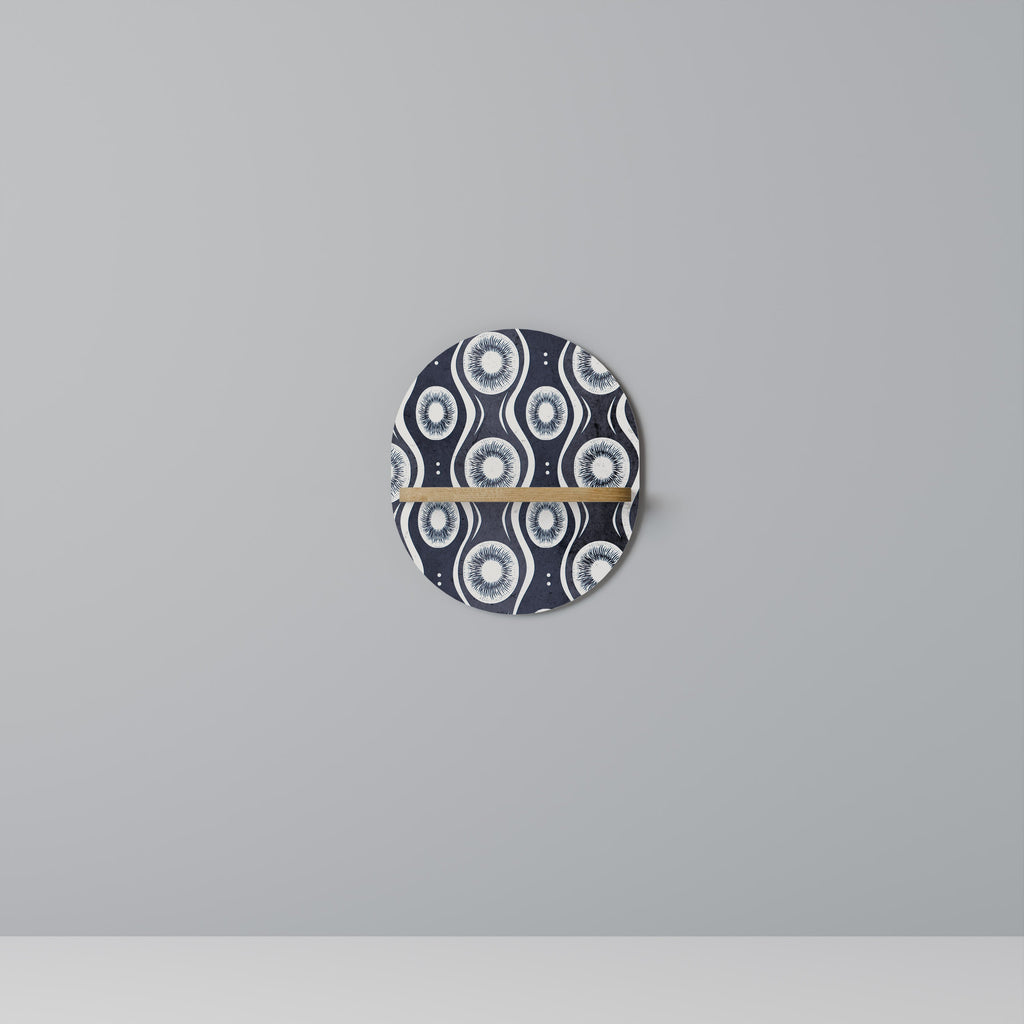 GRAPHITE EYES Oval Art Shelf In Oak Effect