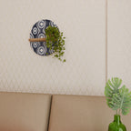 GRAPHITE EYES Oval Art Shelf In Oak Effect