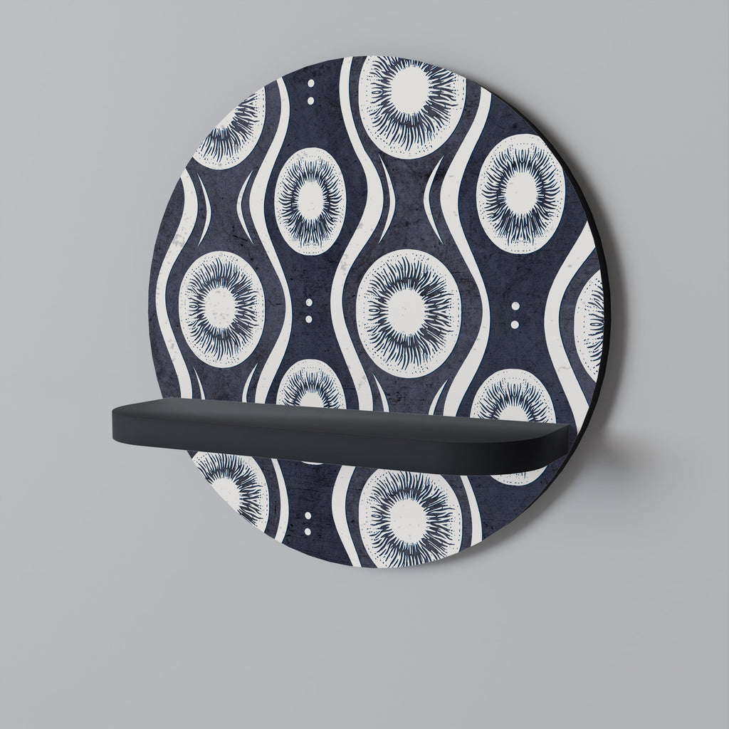 GRAPHITE EYES Prateleira Redonda Decorativa em Acabamento Preto