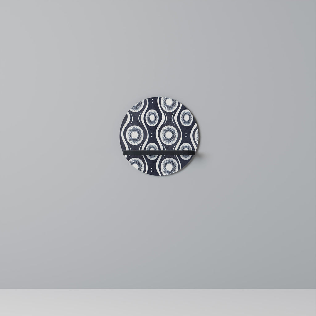 GRAPHITE EYES Prateleira Redonda Decorativa em Acabamento Preto