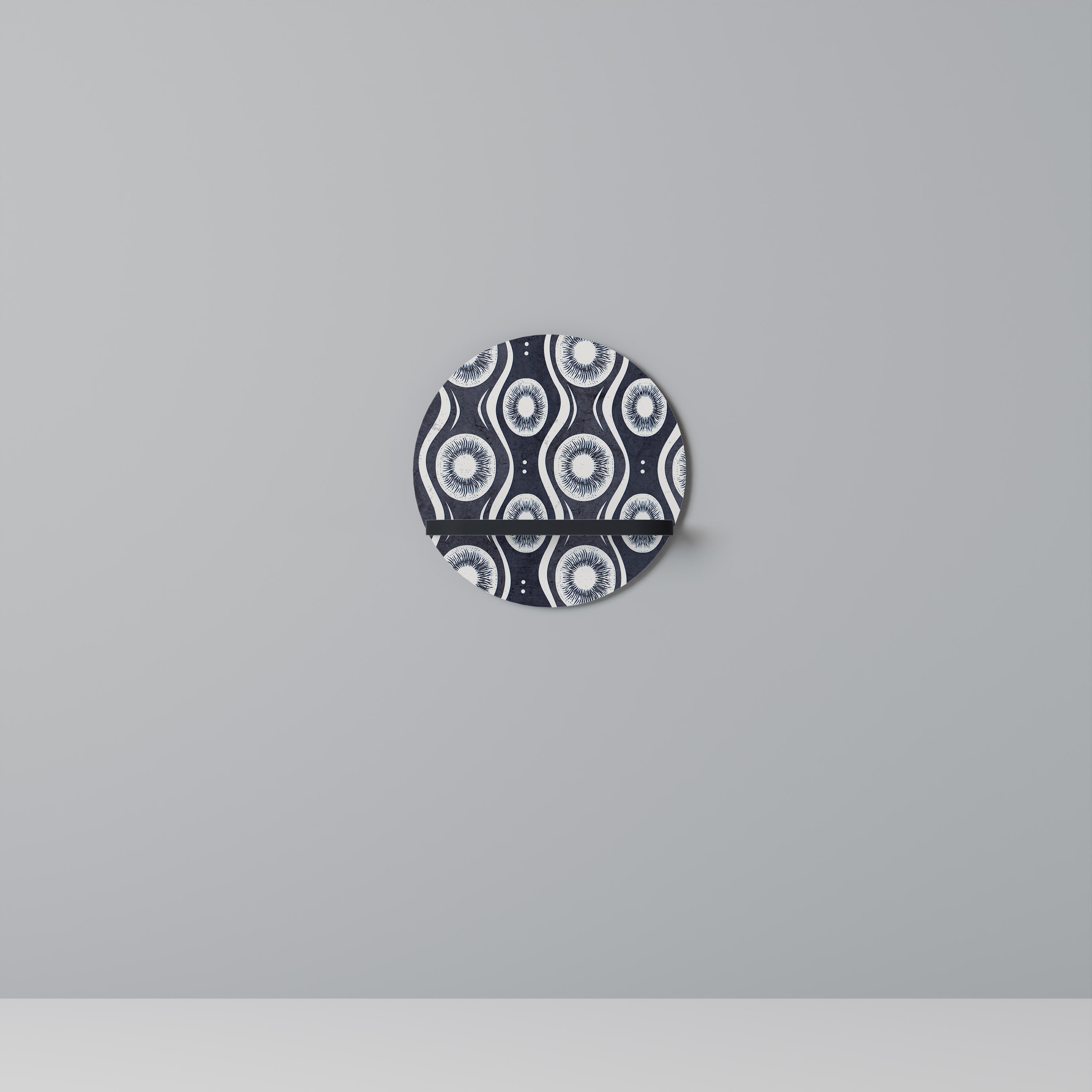 GRAPHITE EYES Prateleira Redonda Decorativa em Acabamento Preto