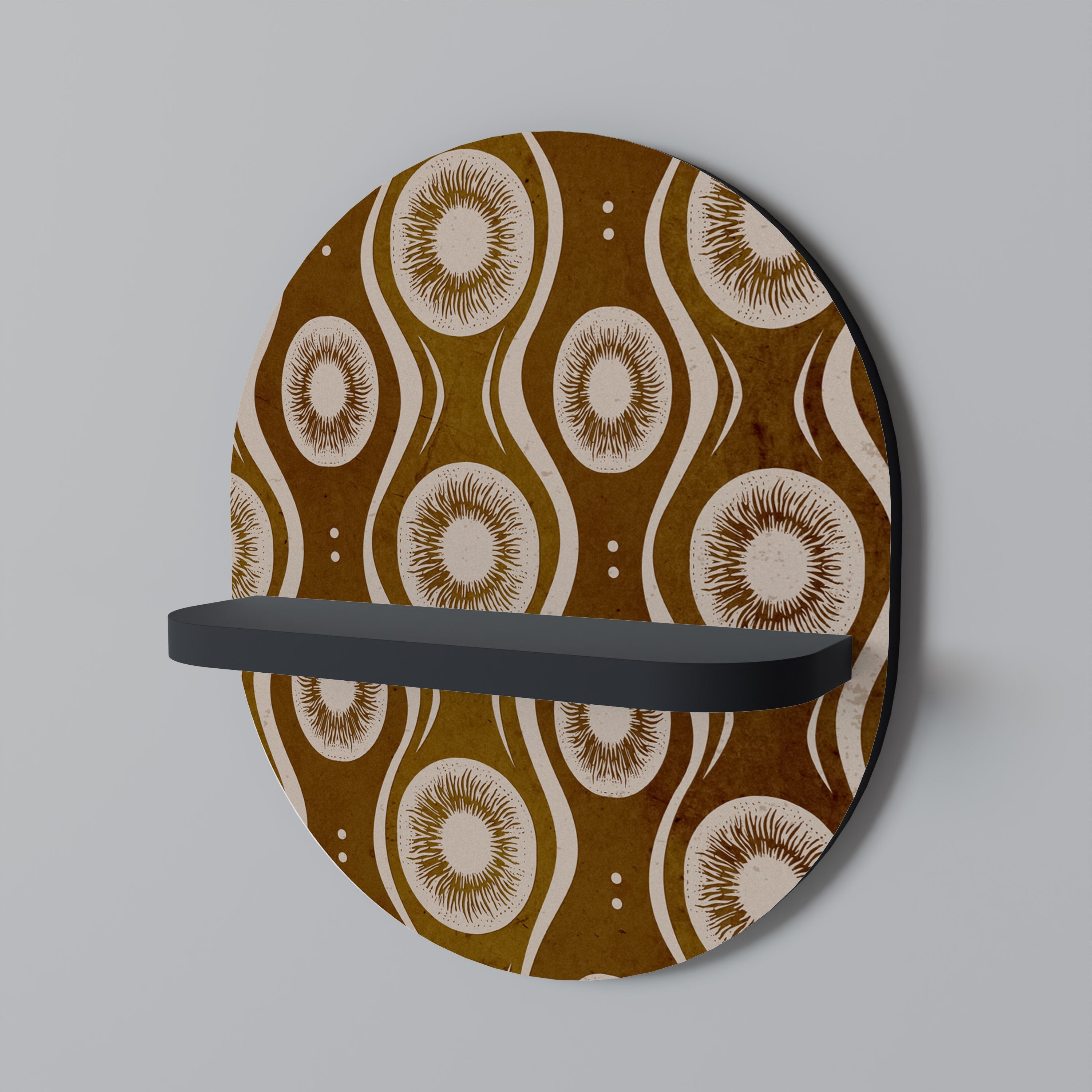 BROWN EYES Prateleira Oval Decorativa em Acabamento Preto