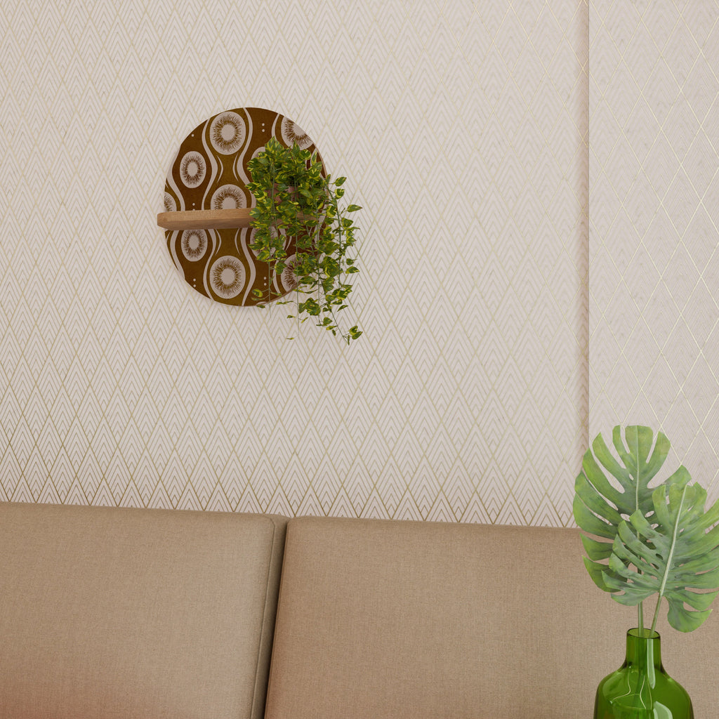 BROWN EYES Prateleira Oval Decorativa em Efeito Carvalho