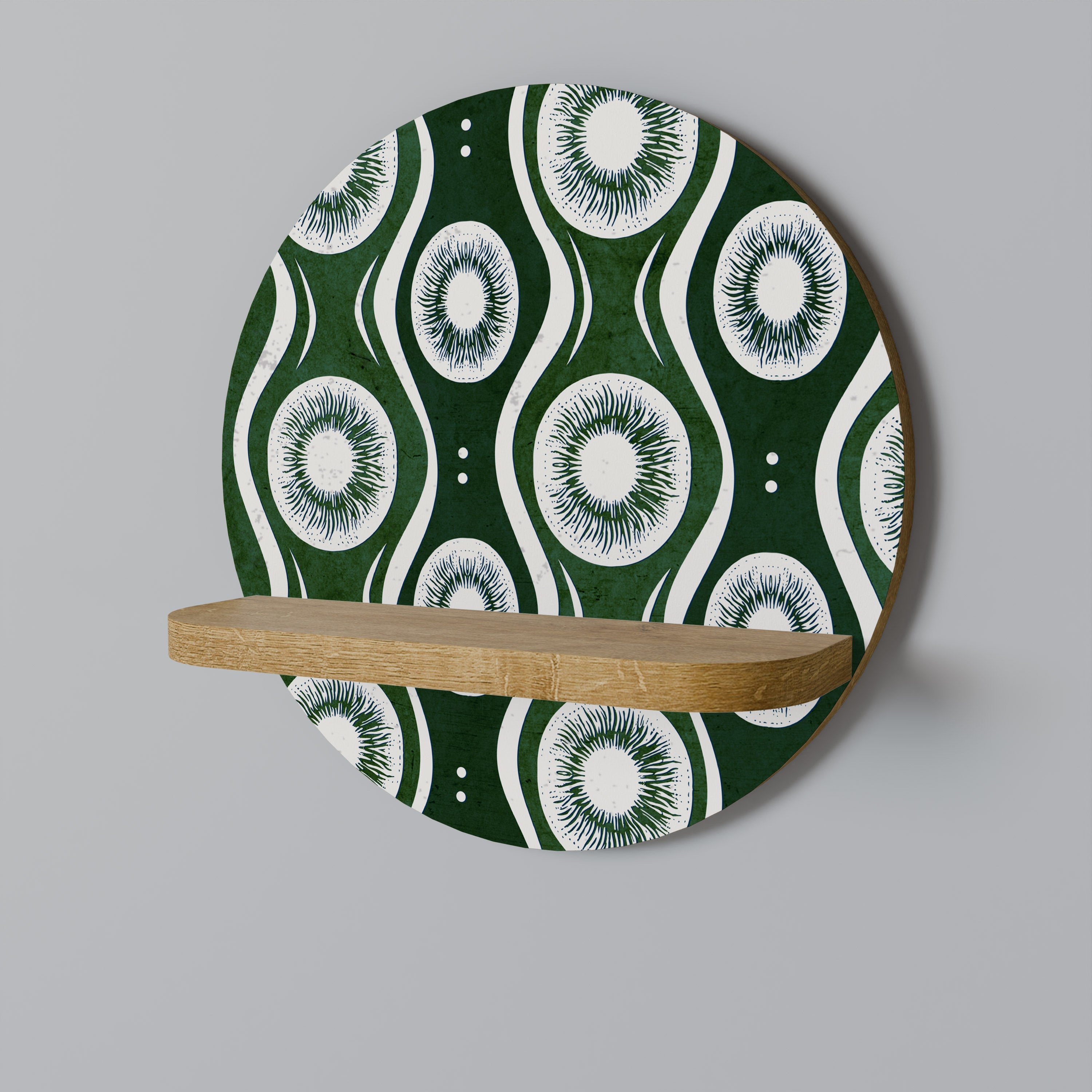 GREEN EYES Prateleira Redonda Decorativa em Efeito Carvalho