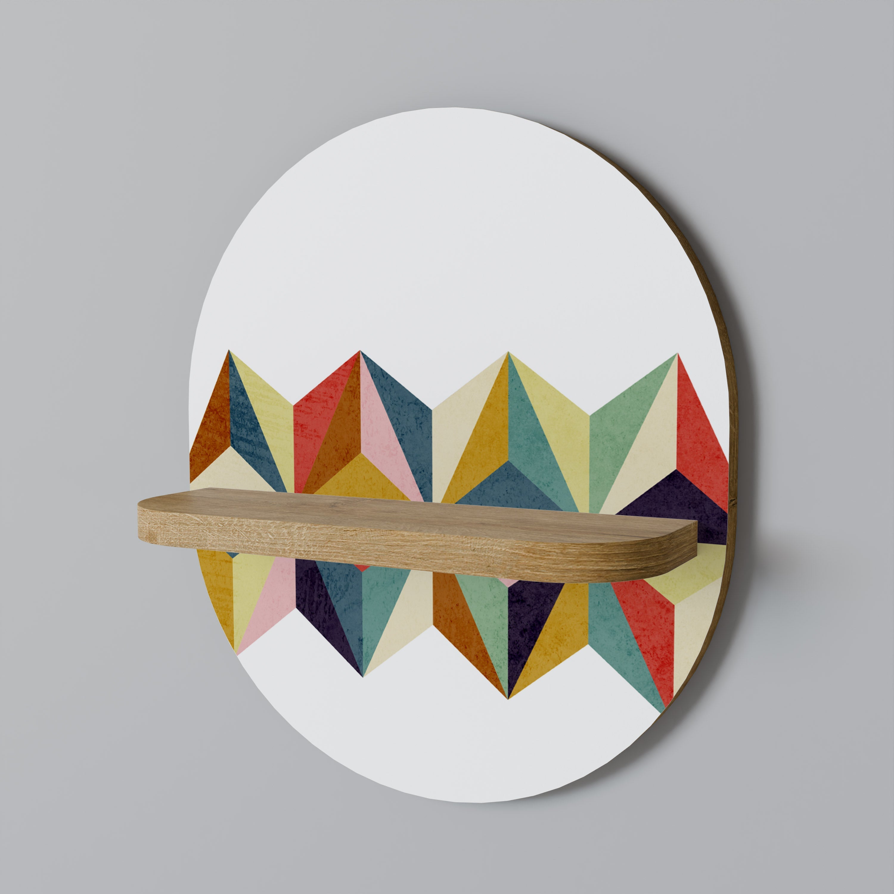 TESSELATE TREASURES Prateleira Oval Decorativa em Efeito Carvalho