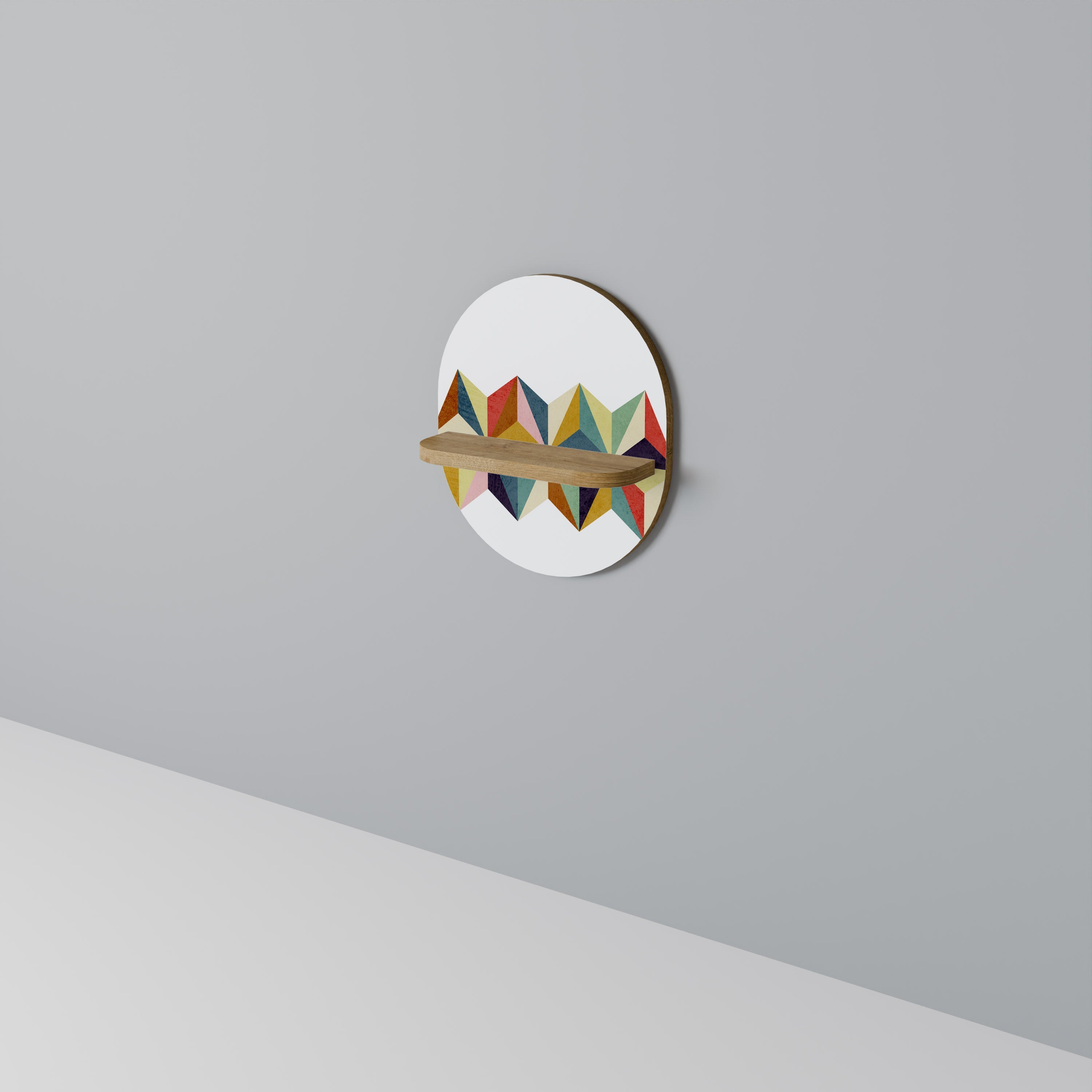 TESSELATE TREASURES Prateleira Oval Decorativa em Efeito Carvalho