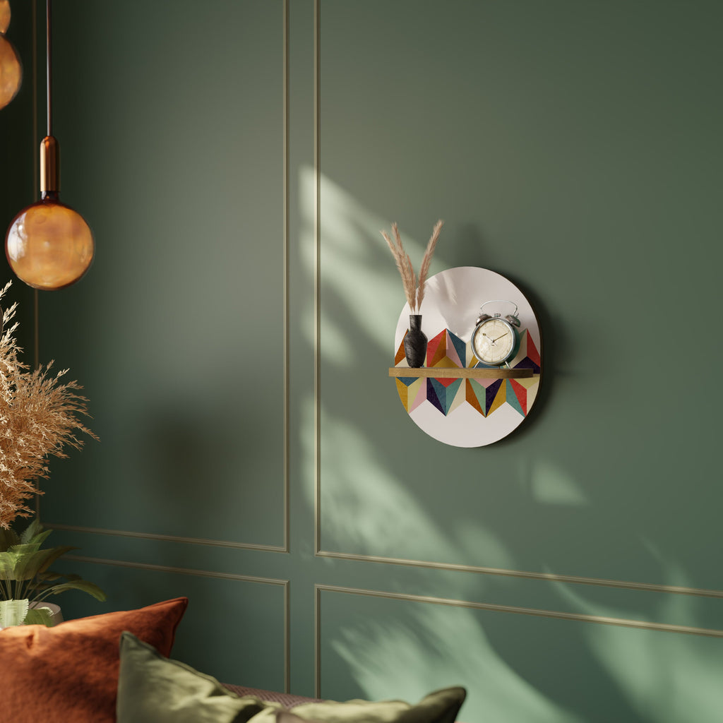 TESSELATE TREASURES Prateleira Oval Decorativa em Efeito Carvalho