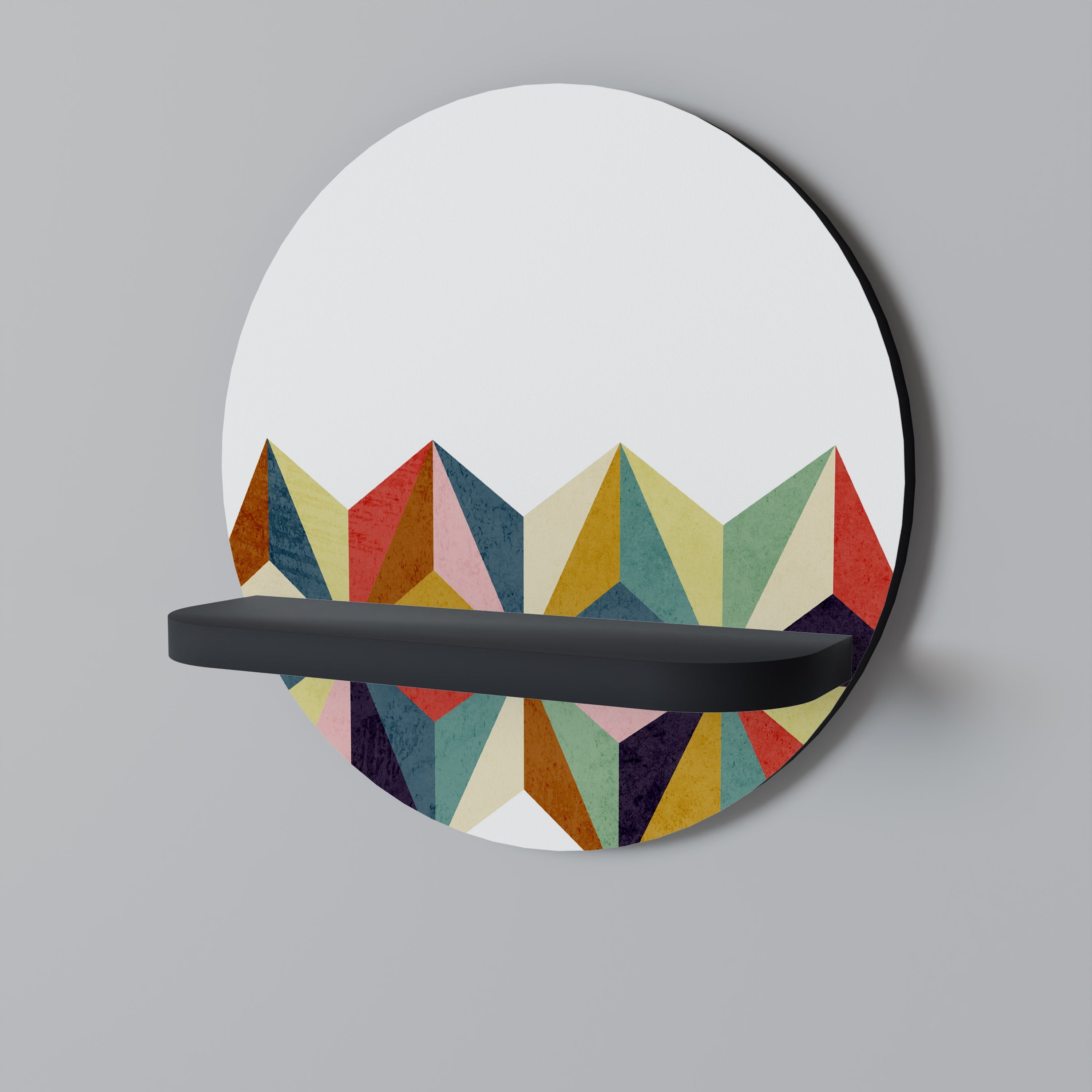 TESSELATE TREASURES Prateleira Redonda Decorativa em Acabamento Preto