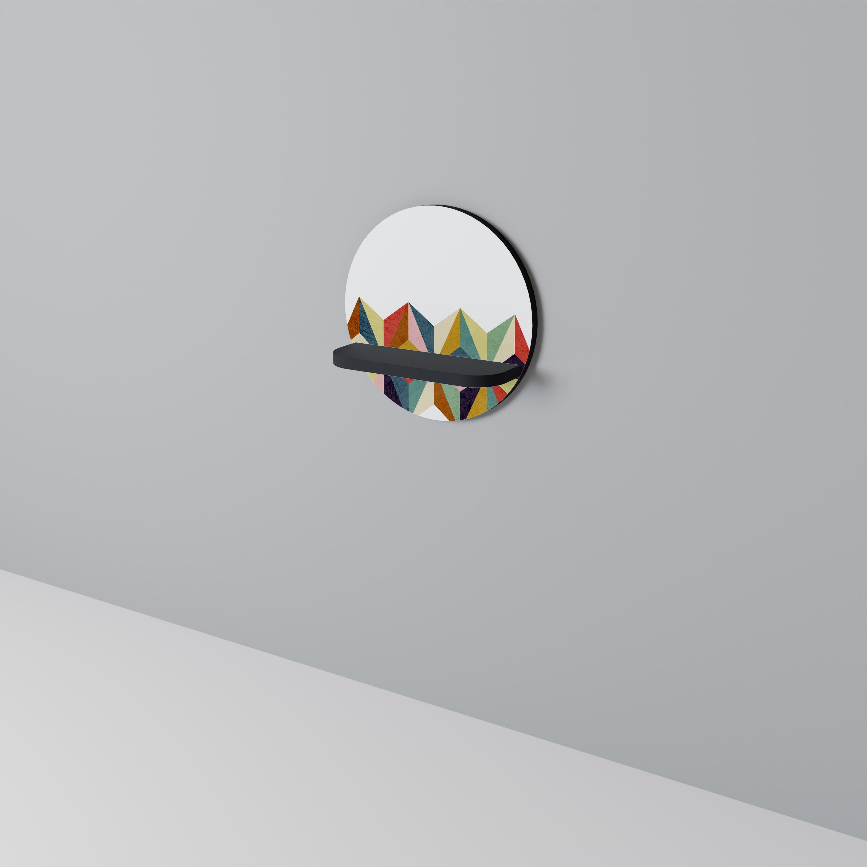 TESSELATE TREASURES Prateleira Redonda Decorativa em Acabamento Preto