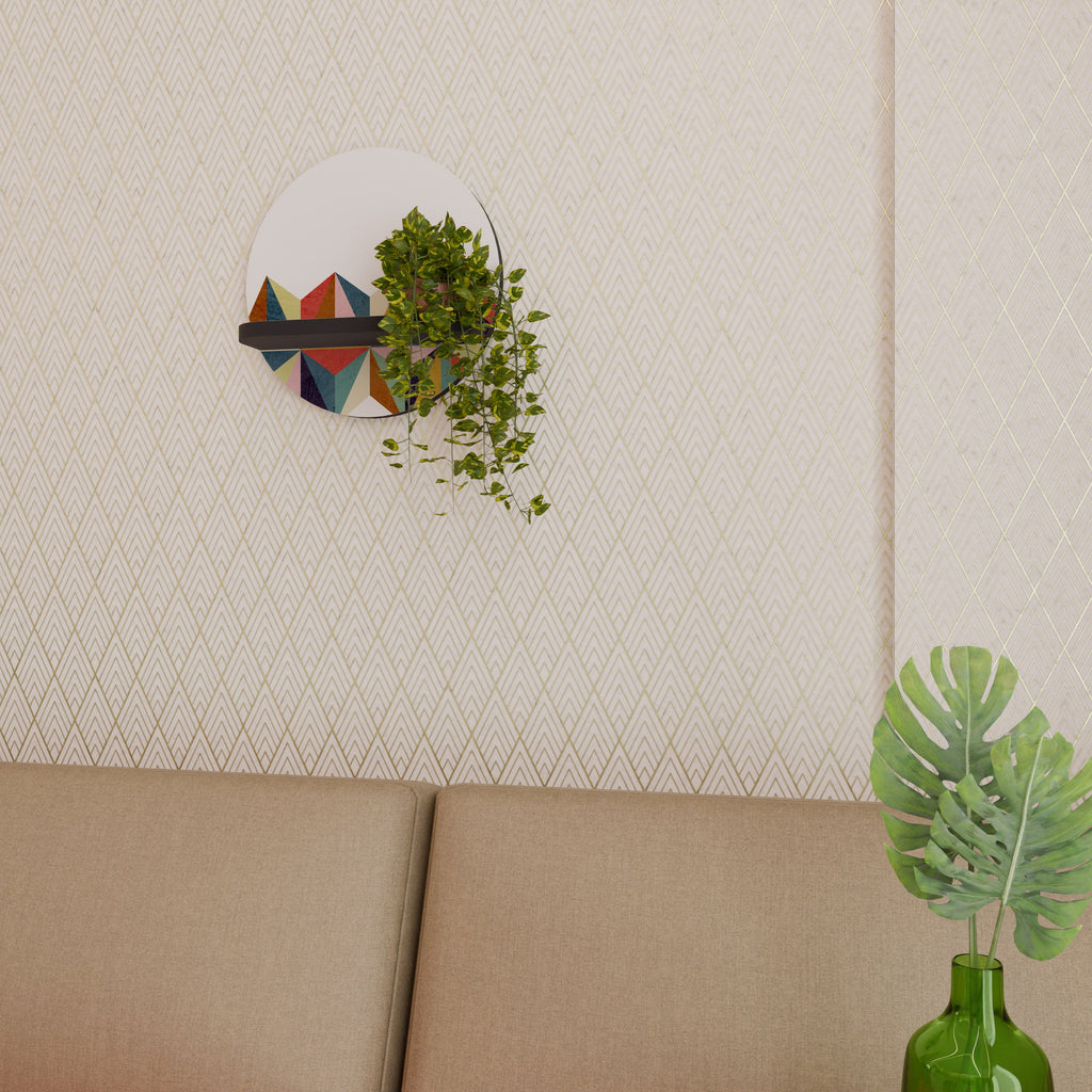 TESSELATE TREASURES Prateleira Redonda Decorativa em Acabamento Preto