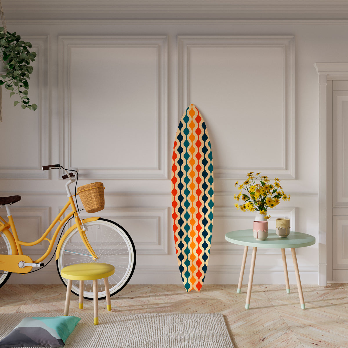 COLORFUL NOSTALGIA Painel Decorativo Prancha de Surf