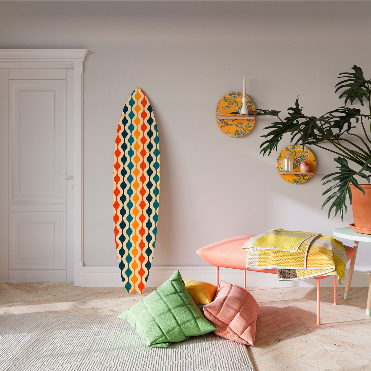COLORFUL NOSTALGIA Painel Decorativo Prancha de Surf
