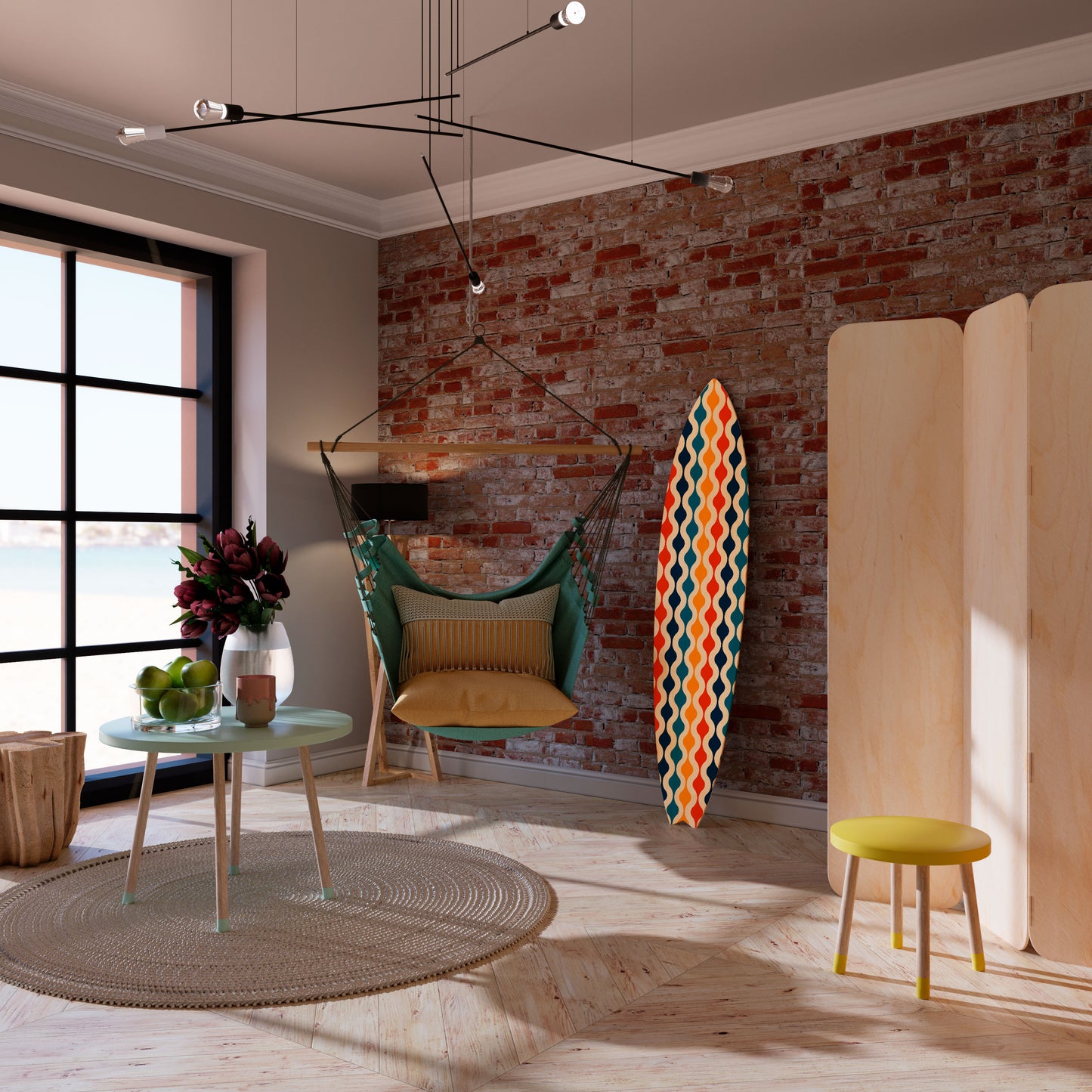 COLORFUL NOSTALGIA Painel Decorativo Prancha de Surf