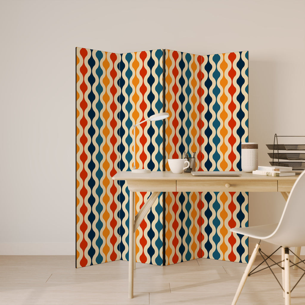 COLORFUL NOSTALGIA Biombo Decorativo de 4 Painéis