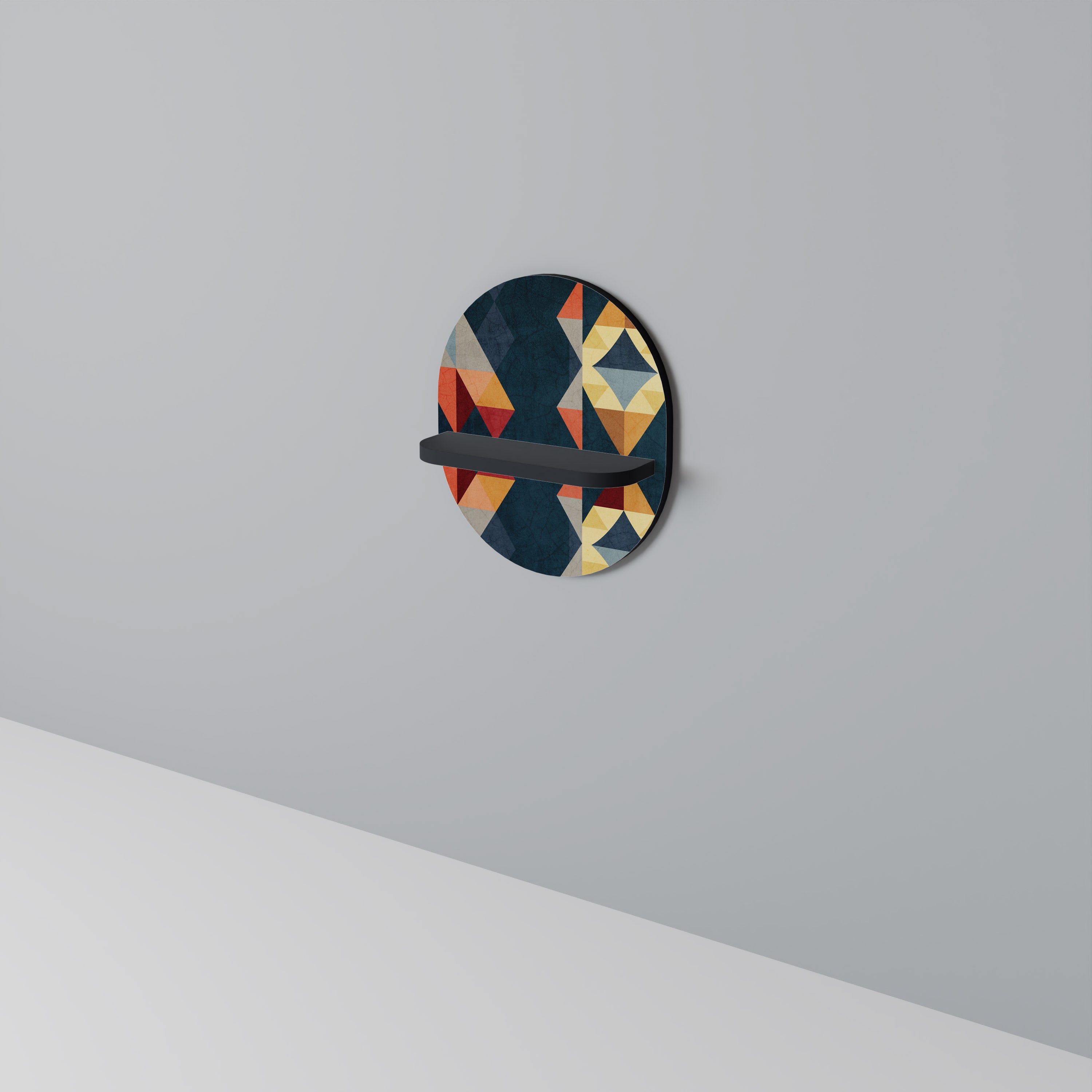 CRACKED ILLUSION Prateleira Oval Decorativa em Acabamento Preto