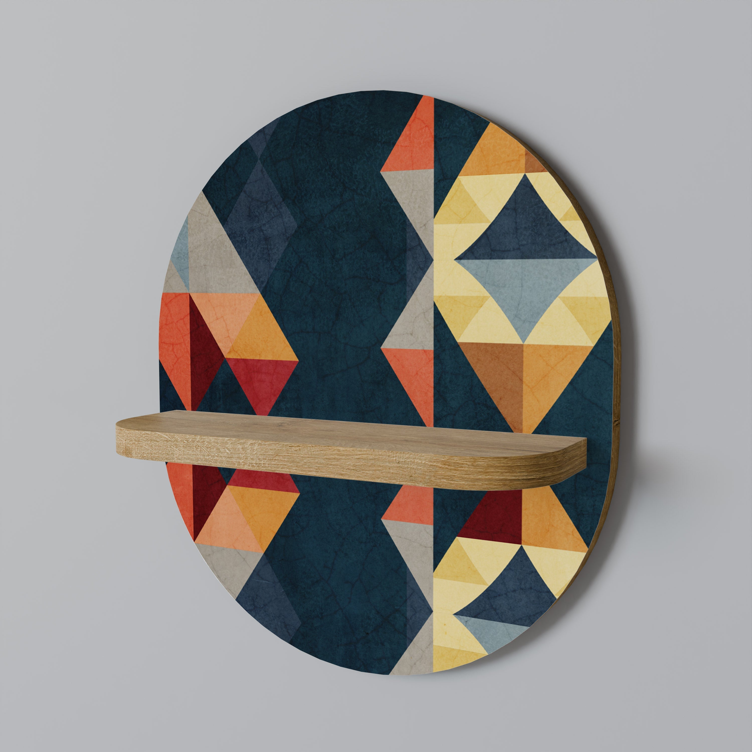 CRACKED ILLUSION Prateleira Oval Decorativa em Efeito Carvalho