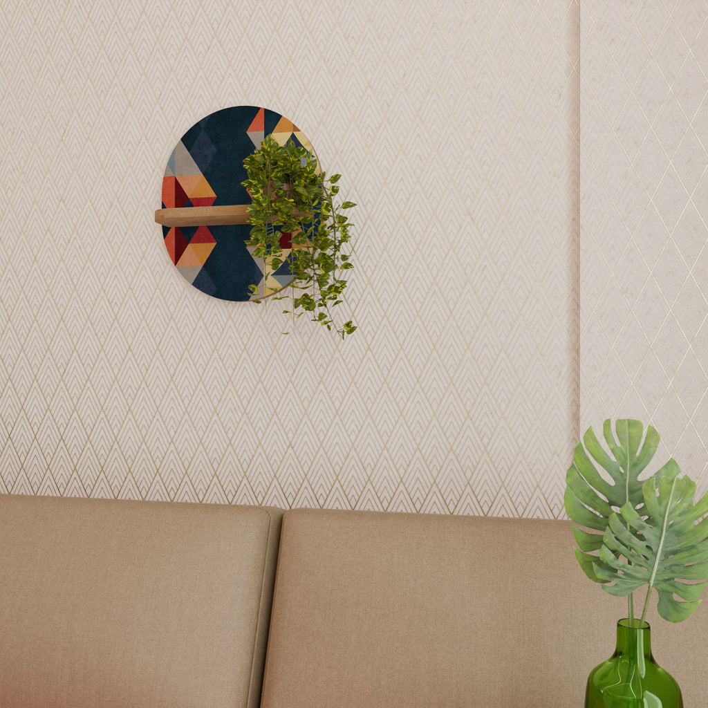 CRACKED ILLUSION Prateleira Oval Decorativa em Efeito Carvalho