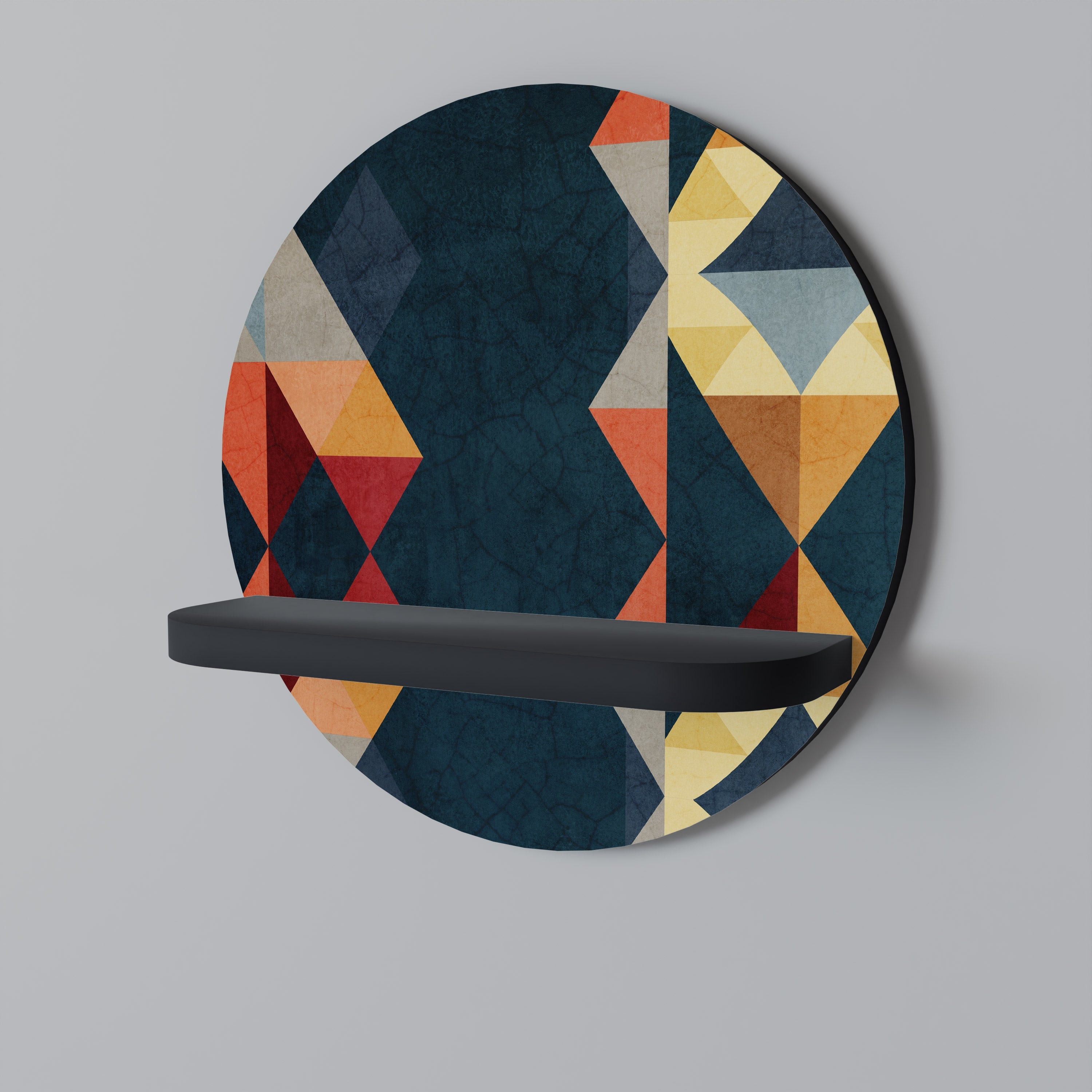 CRACKED ILLUSION Prateleira Redonda Decorativa em Acabamento Preto