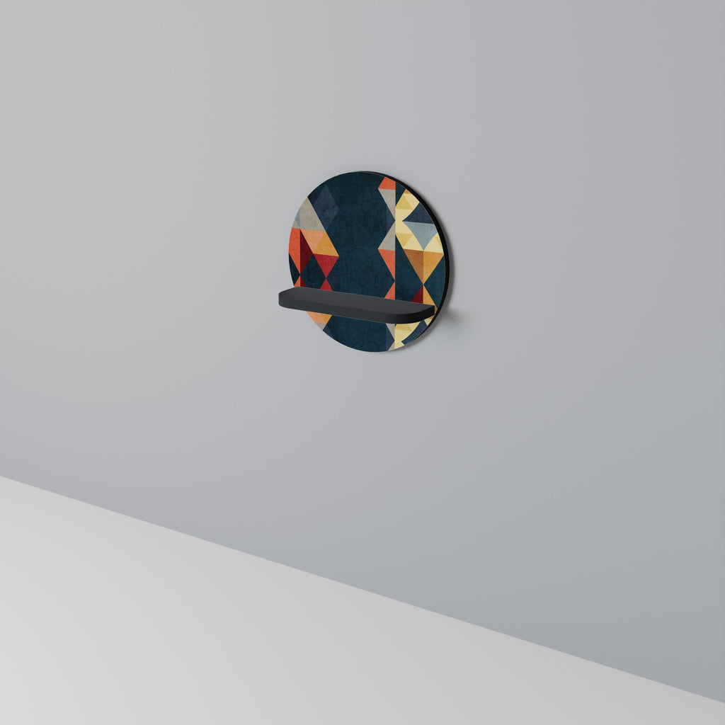 CRACKED ILLUSION Prateleira Redonda Decorativa em Acabamento Preto