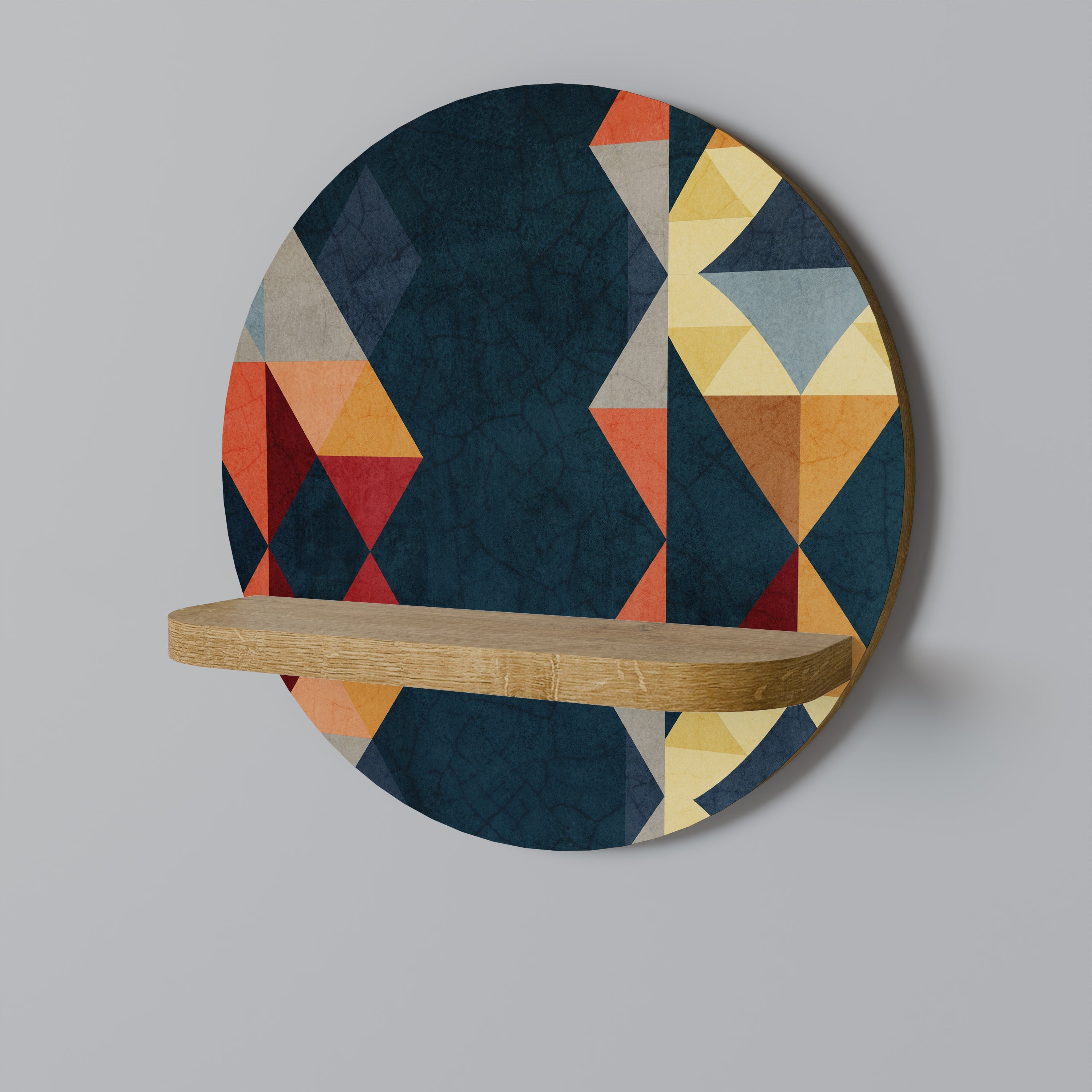 CRACKED ILLUSION Prateleira Redonda Decorativa em Efeito Carvalho