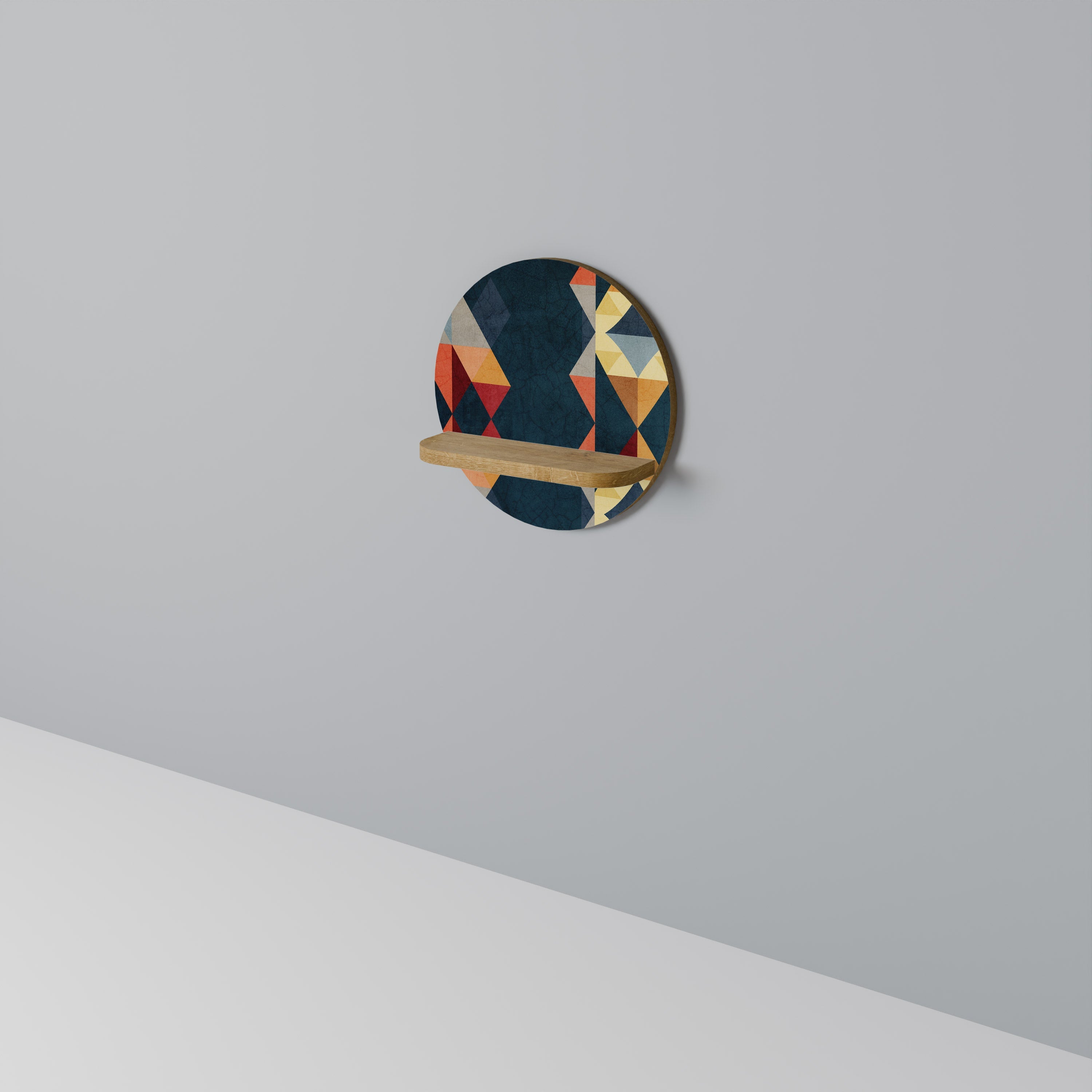 CRACKED ILLUSION Prateleira Redonda Decorativa em Efeito Carvalho