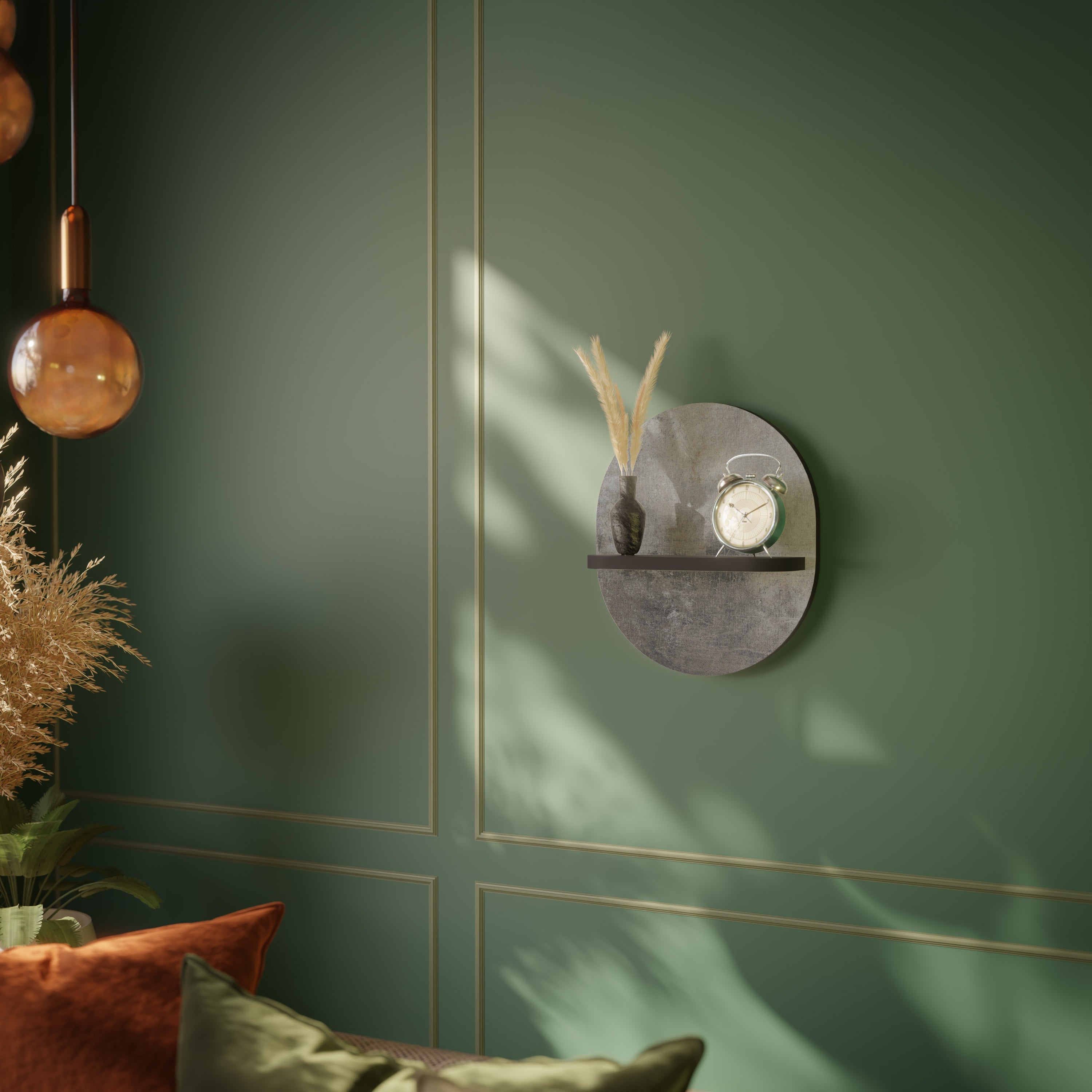 CONCRETE WALL Prateleira Oval Decorativa em Acabamento Preto