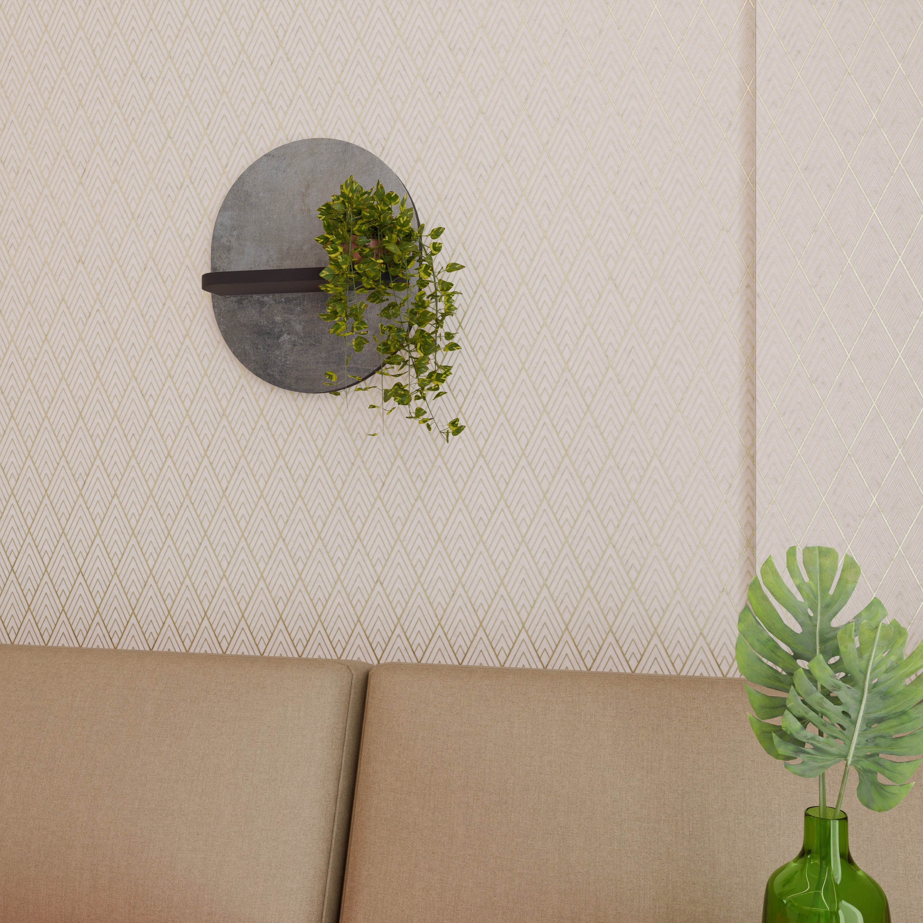 CONCRETE WALL Prateleira Oval Decorativa em Acabamento Preto