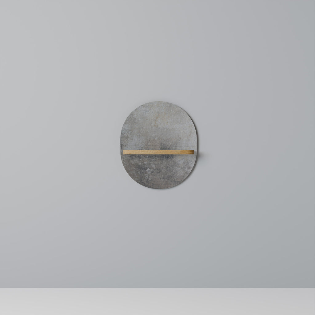 CONCRETE WALL Prateleira Oval Decorativa em Efeito Carvalho