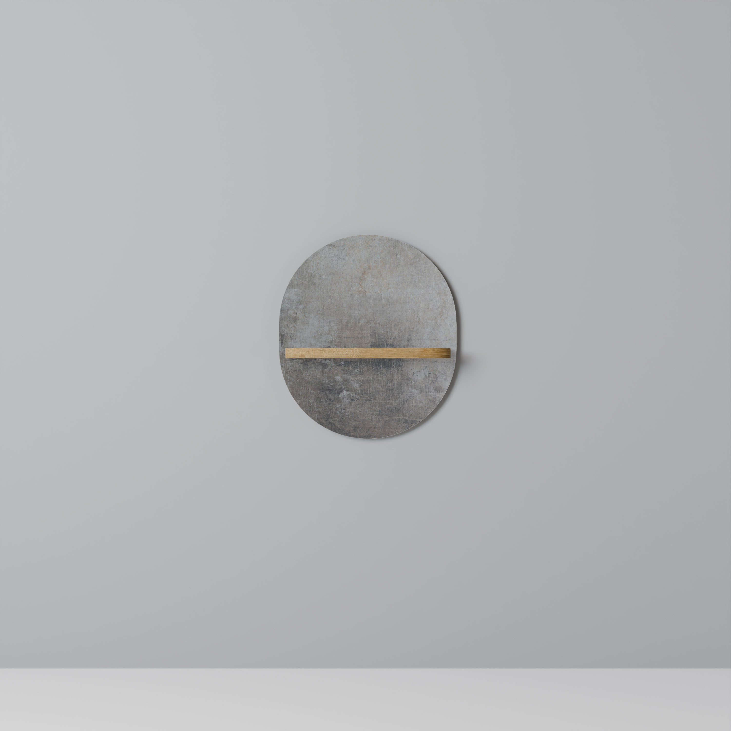 CONCRETE WALL Prateleira Oval Decorativa em Efeito Carvalho