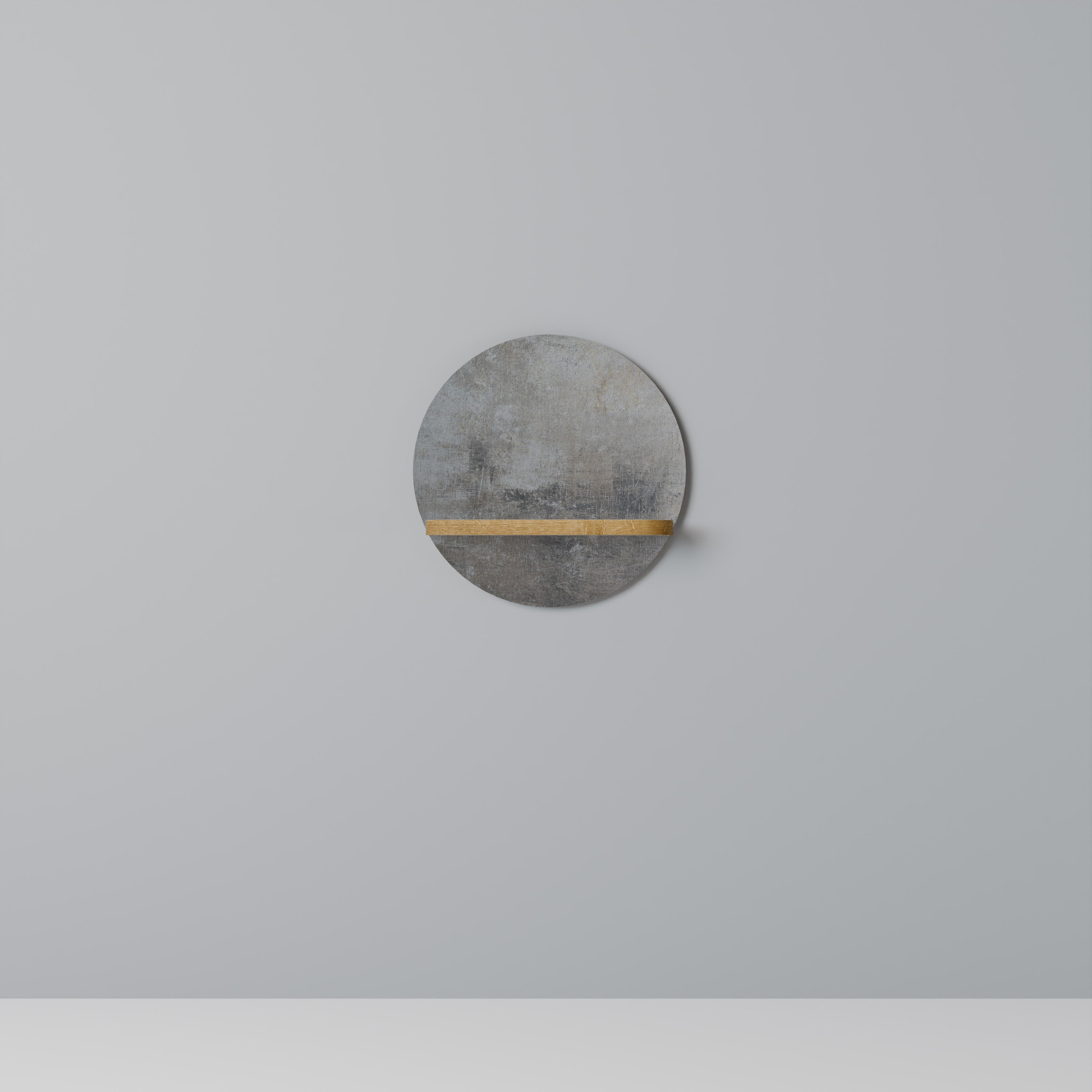CONCRETE WALL Prateleira Redonda Decorativa em Efeito Carvalho