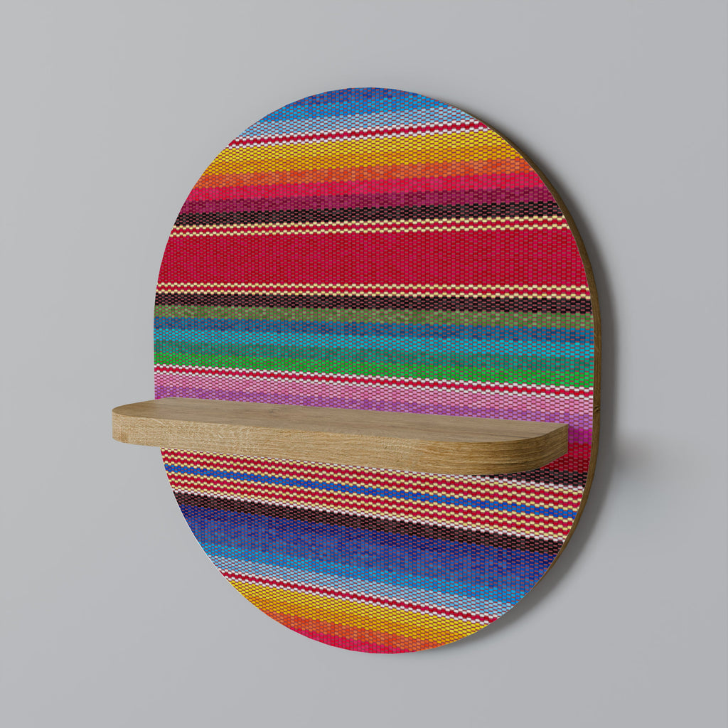 ETHNIC MEXICAN Prateleira Oval Decorativa em Efeito Carvalho