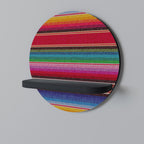 ETHNIC MEXICAN Prateleira Redonda Decorativa em Acabamento Preto