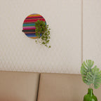 ETHNIC MEXICAN Prateleira Redonda Decorativa em Acabamento Preto