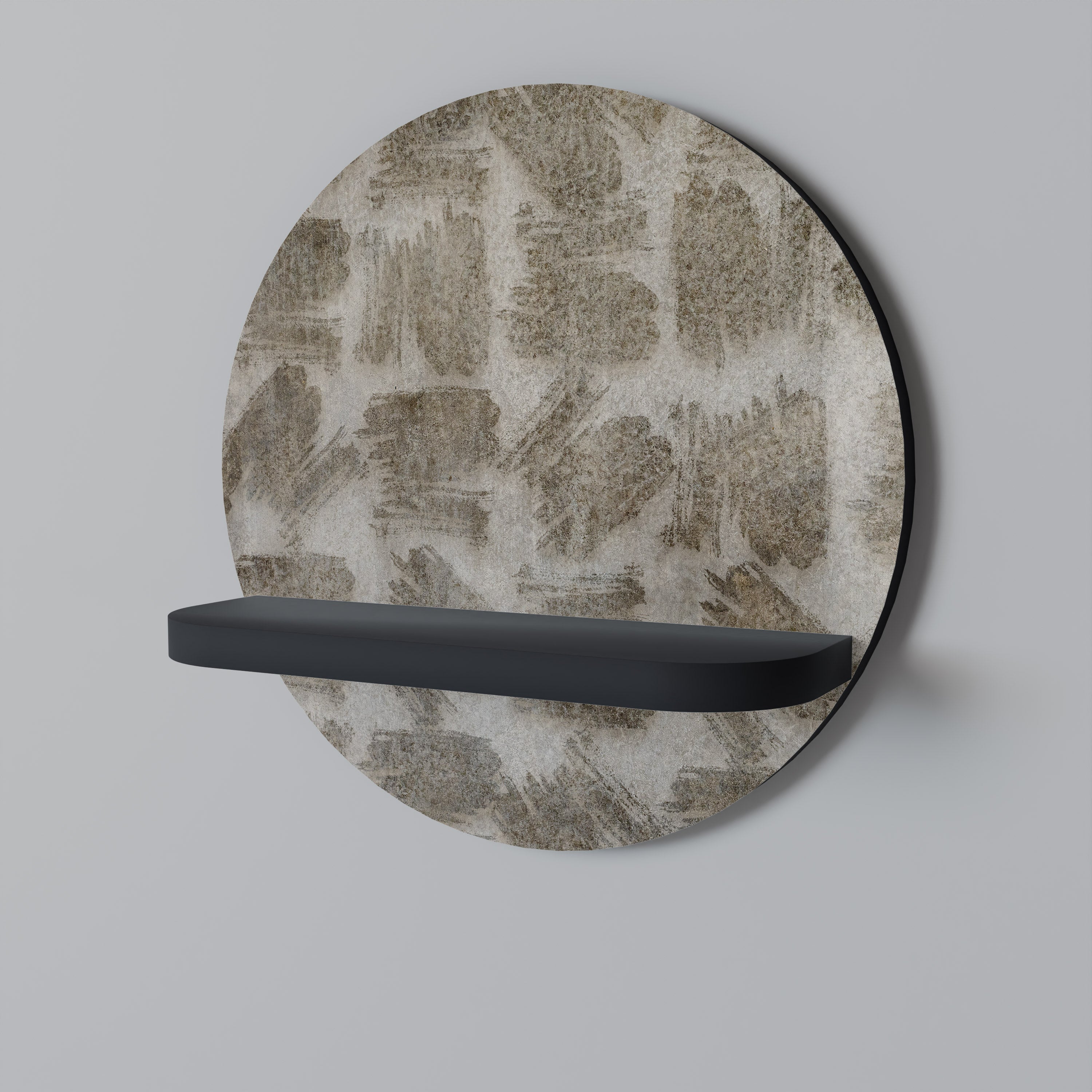 SLIGHTLY BLURRED Prateleira Redonda Decorativa em Acabamento Preto