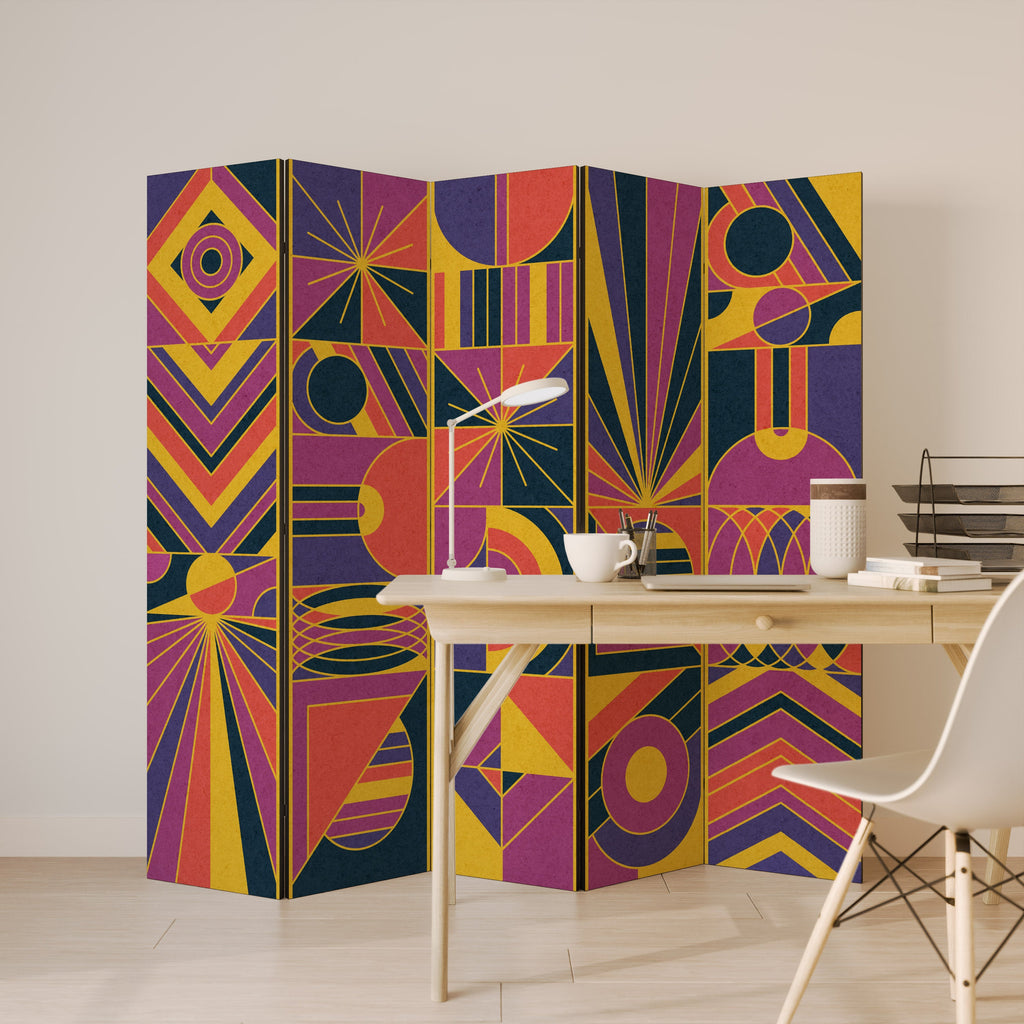 ELECTRIC PATTERNS Decorative 5-Panel Room Divider