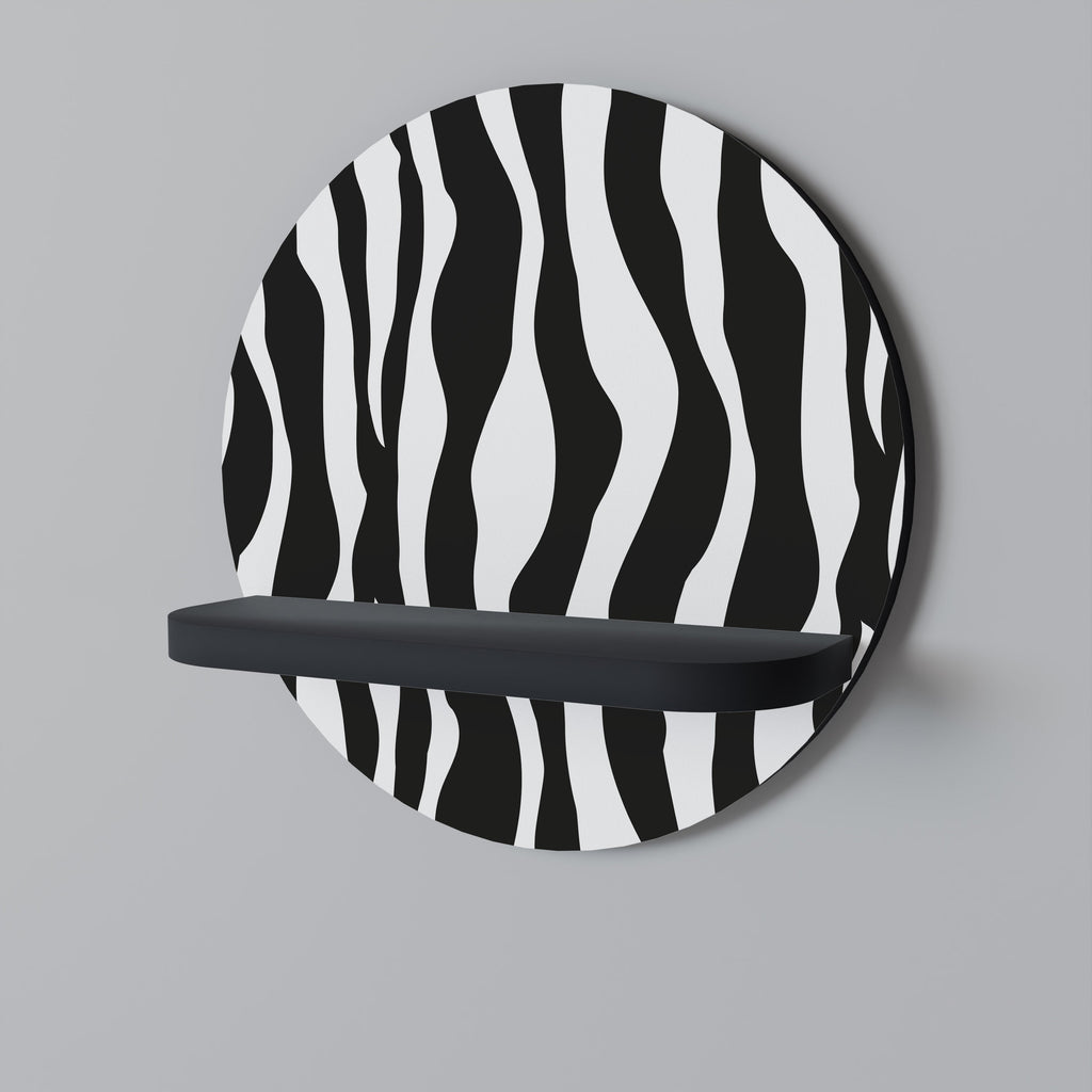 ZEBRA ECHOES Prateleira Redonda Decorativa em Acabamento Preto